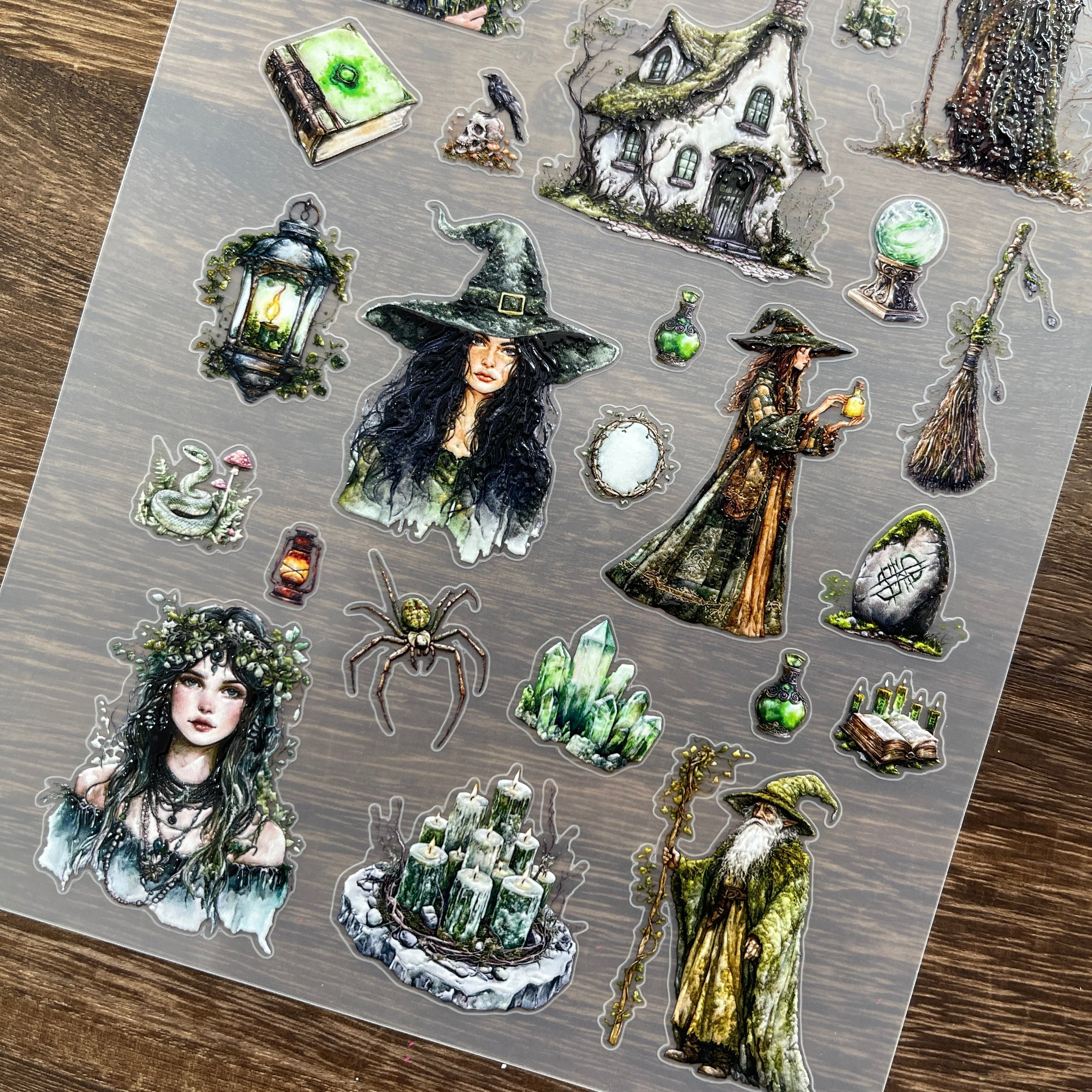 3D Magic witch PET Stickers 1pcs
