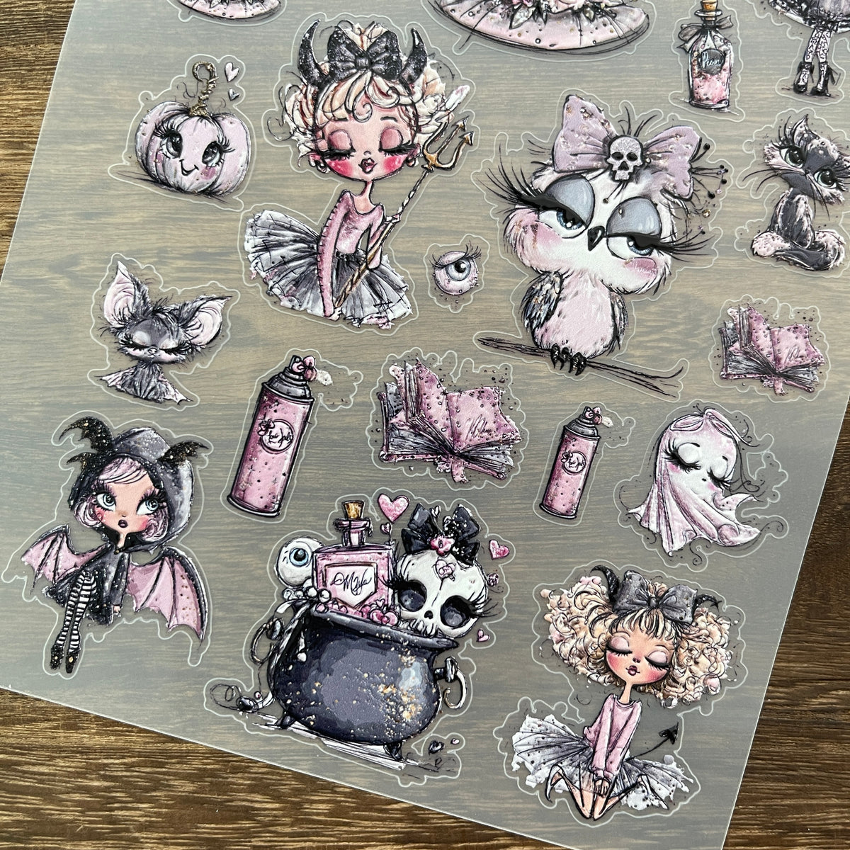 Full cute witch PET sticker sheet