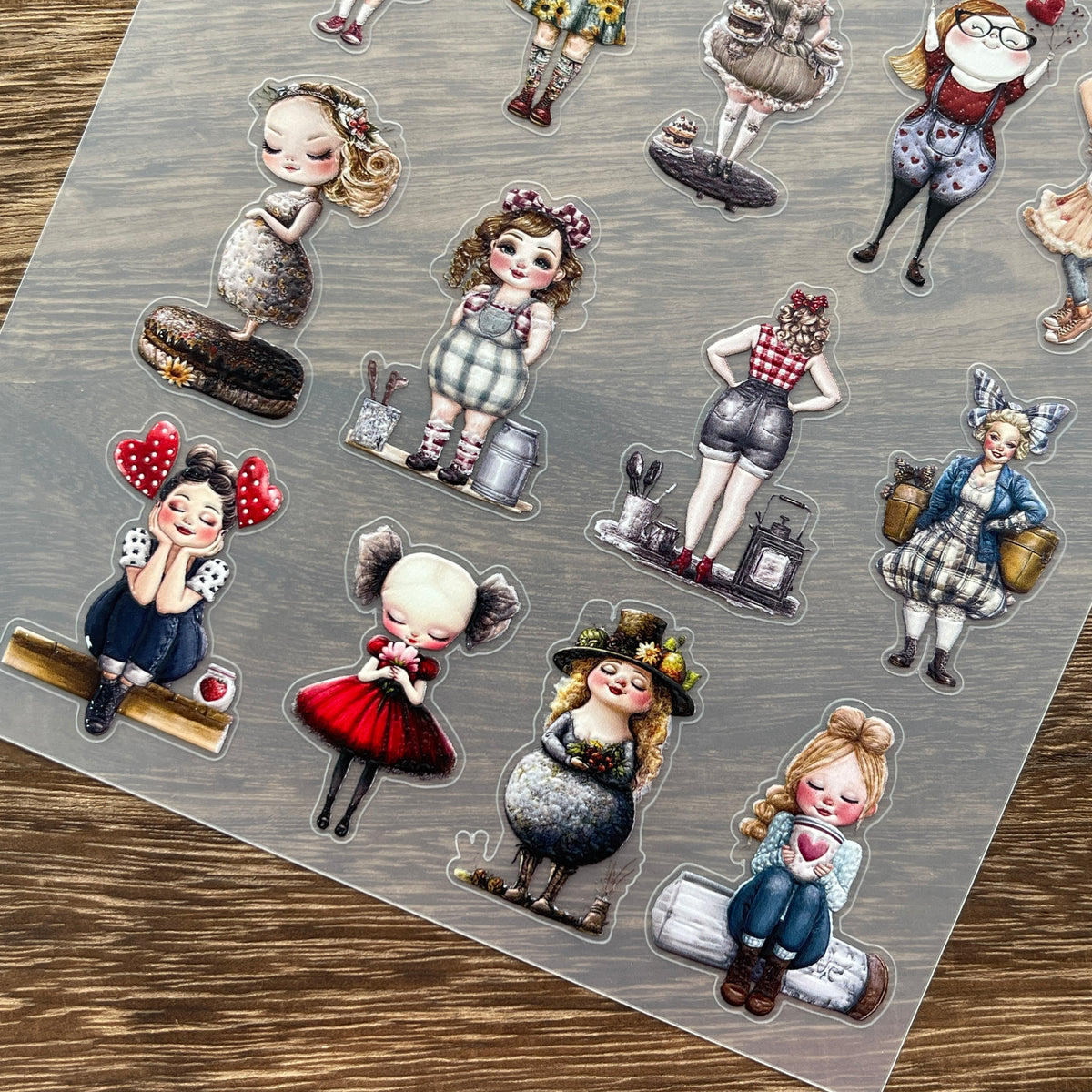 Full cartoon girl PET sticker sheet