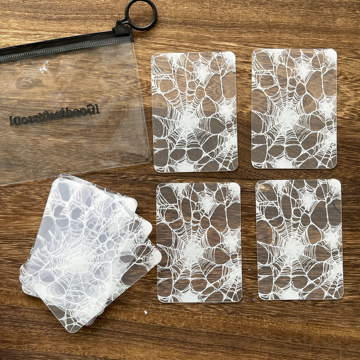 Four spider web clear ATC designs