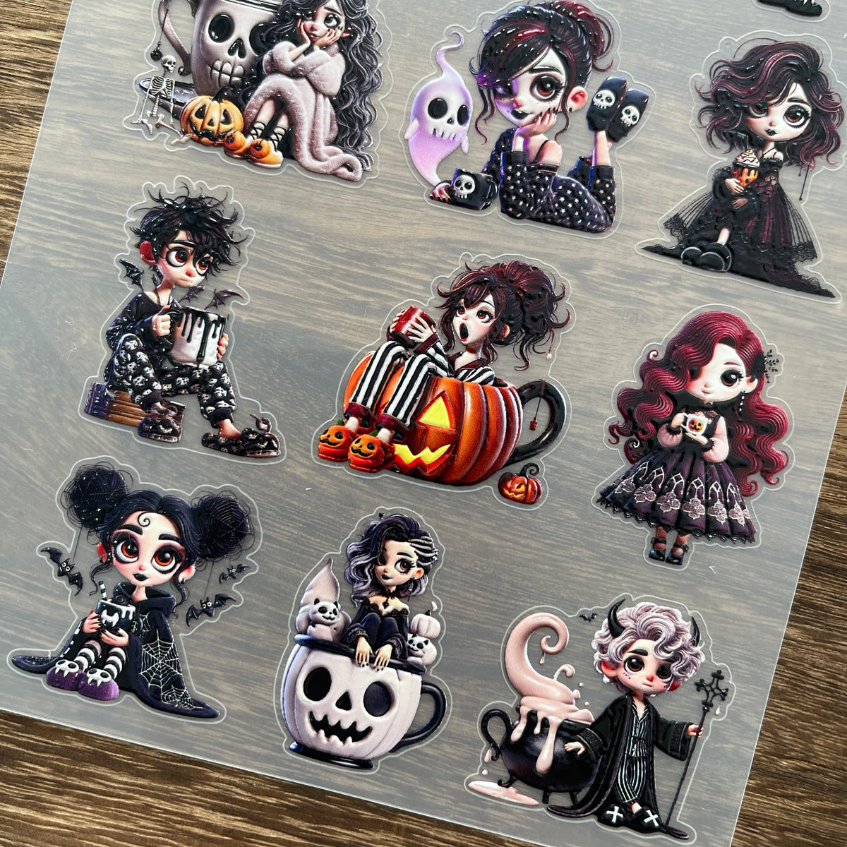 Full halloween little wizard PET sticker sheet