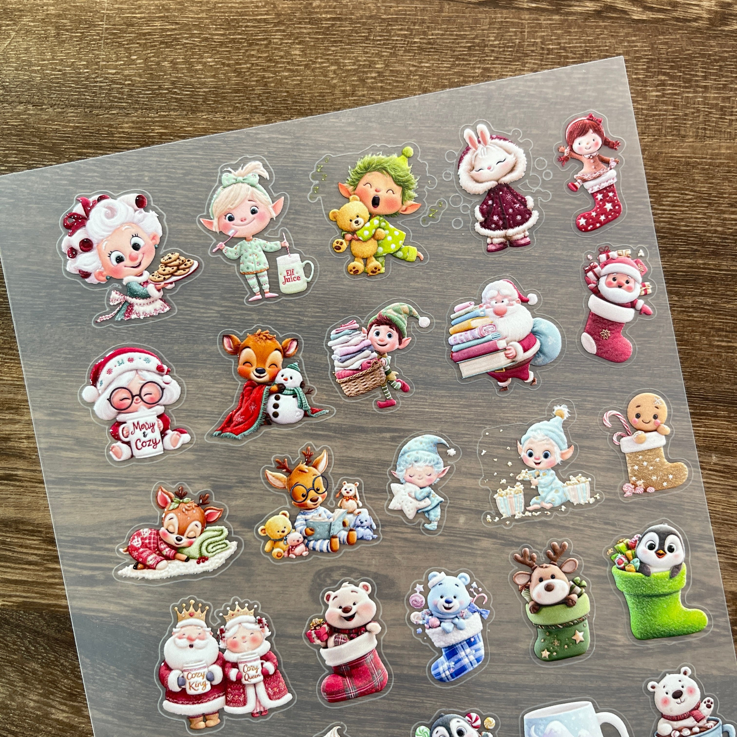 3D Cute Christmas PET Stickers 1pcs