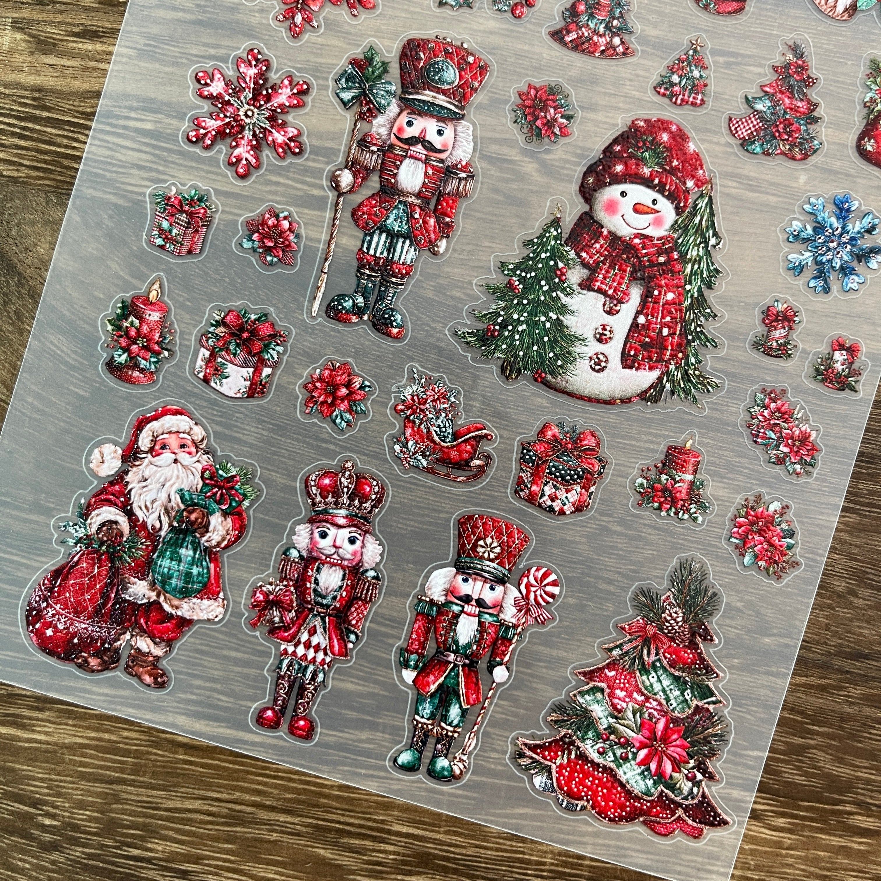 3D Vintage Christmas PET Stickers 1pcs