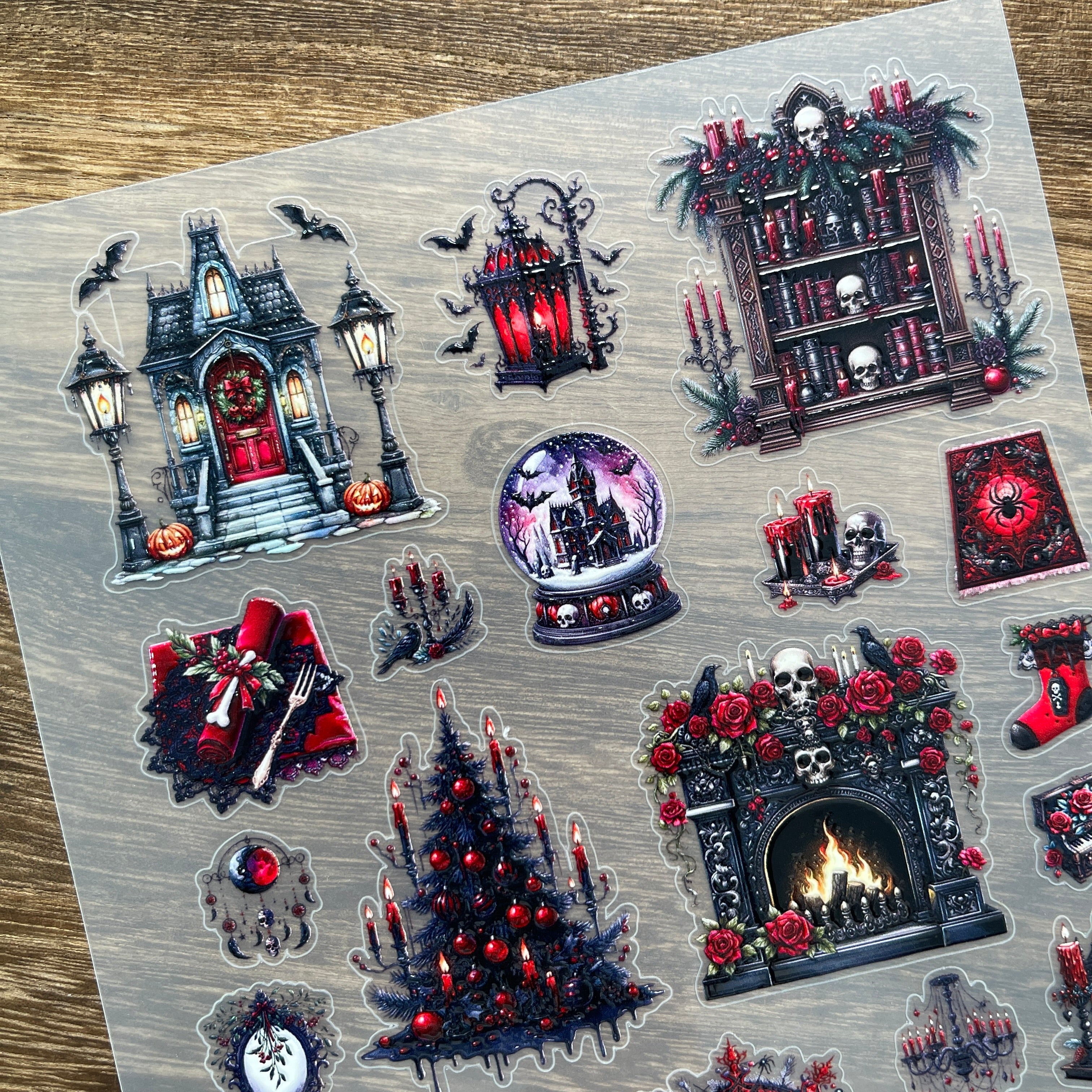 3D Dark Gothic Christmas PET Stickers 1pcs