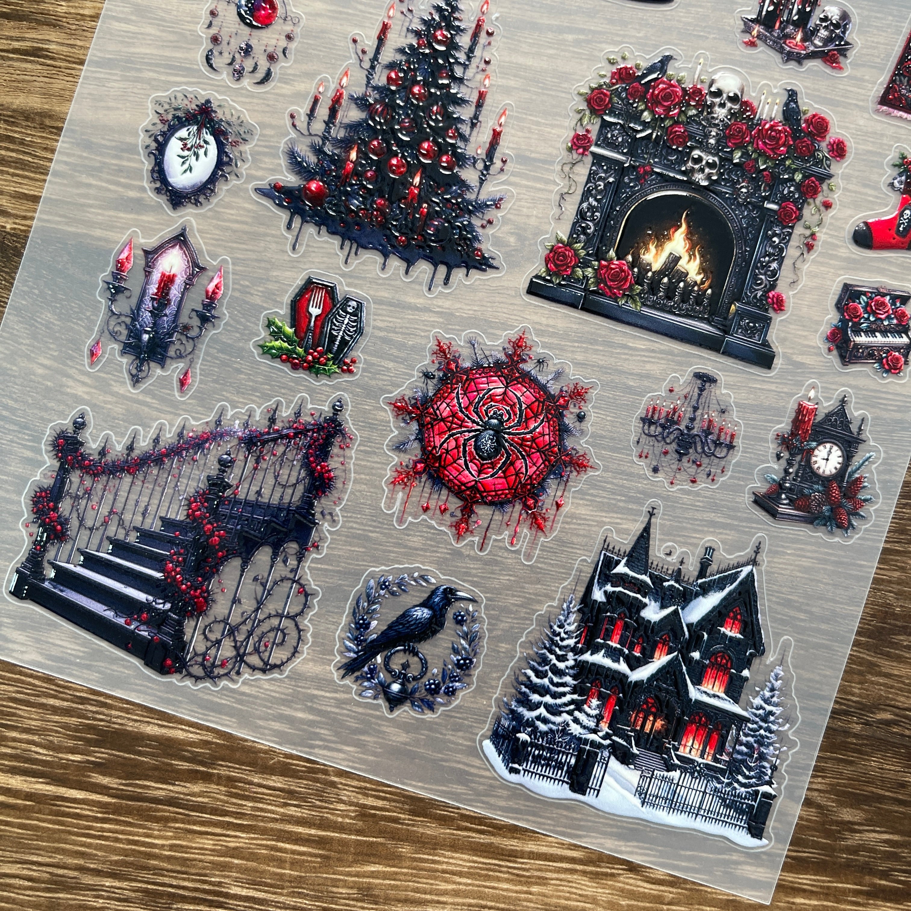 3D Dark Gothic Christmas PET Stickers 1pcs