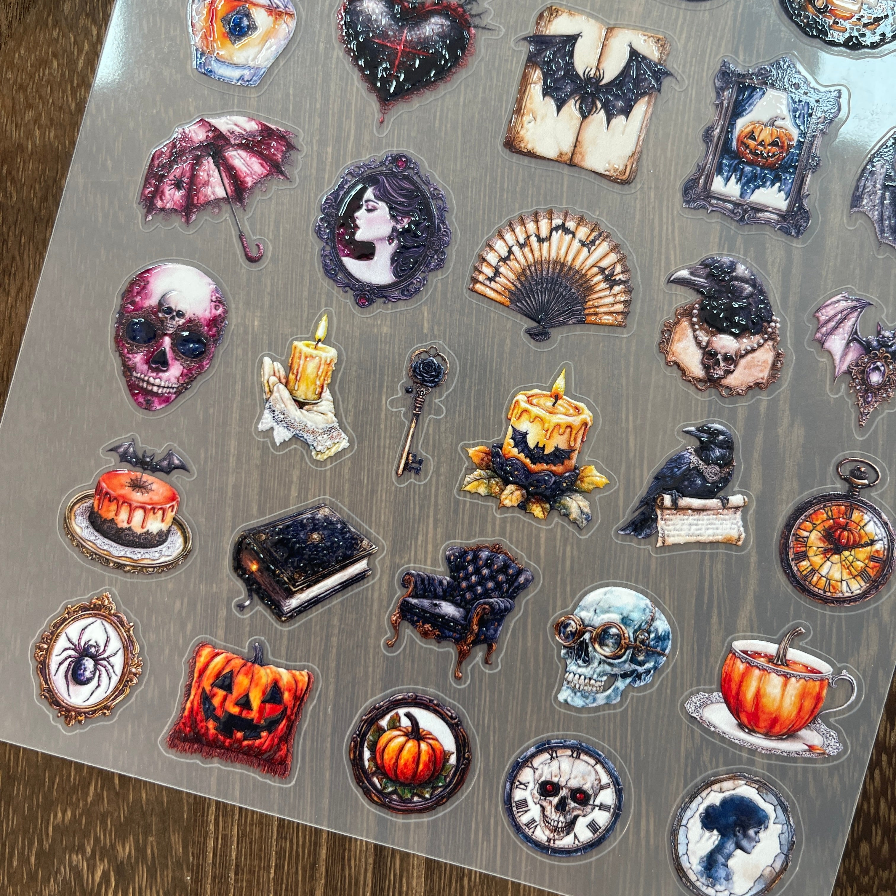 3D Victorian Halloween Antiques PET Stickers 1pcs