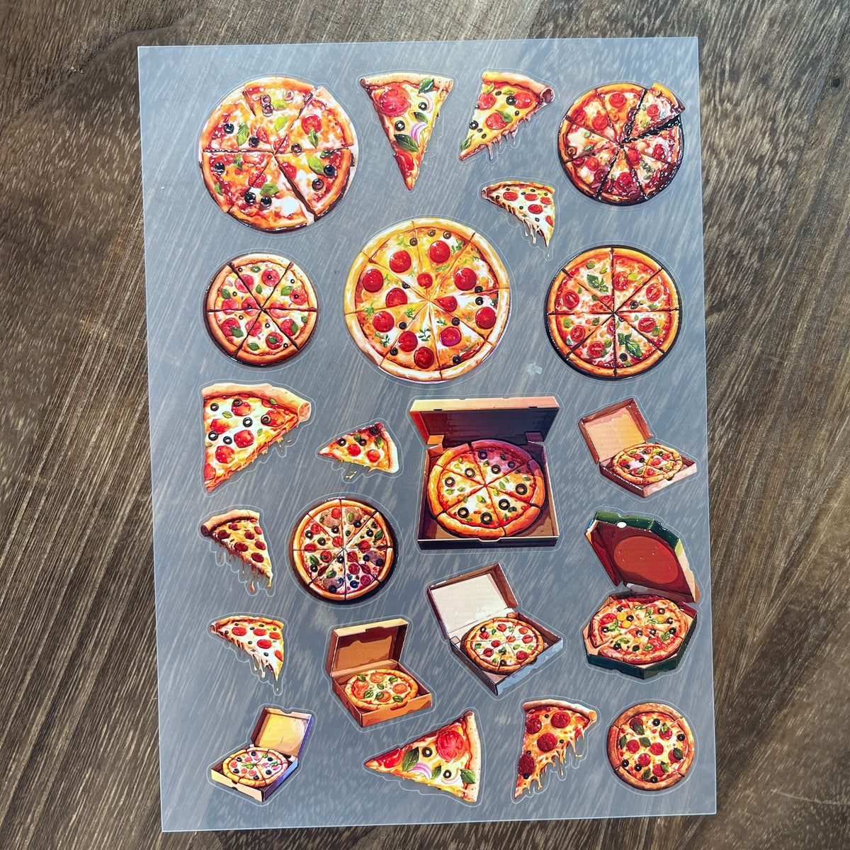 Full pizza PET sticker sheet