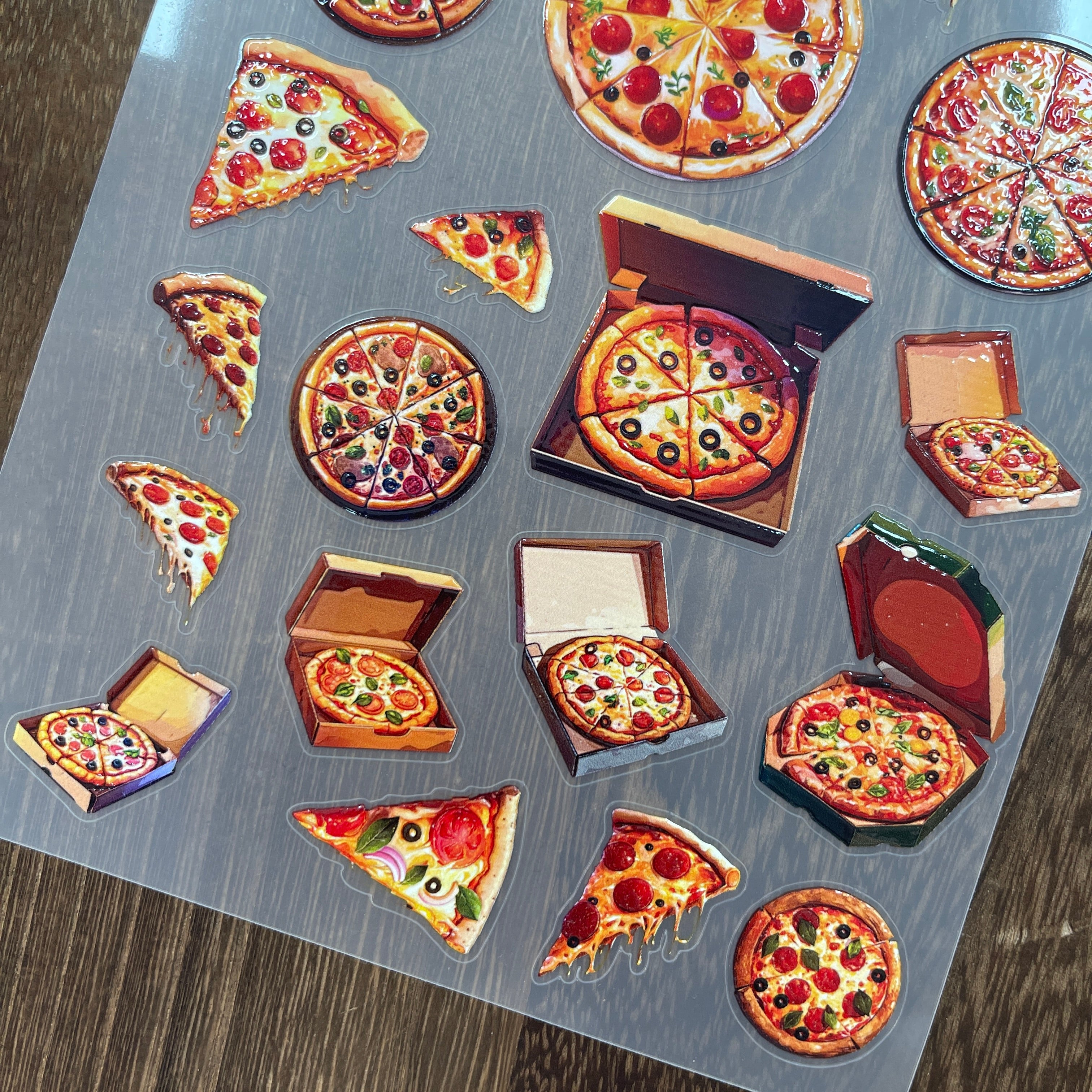 3D Pizza PET Stickers 1pcs