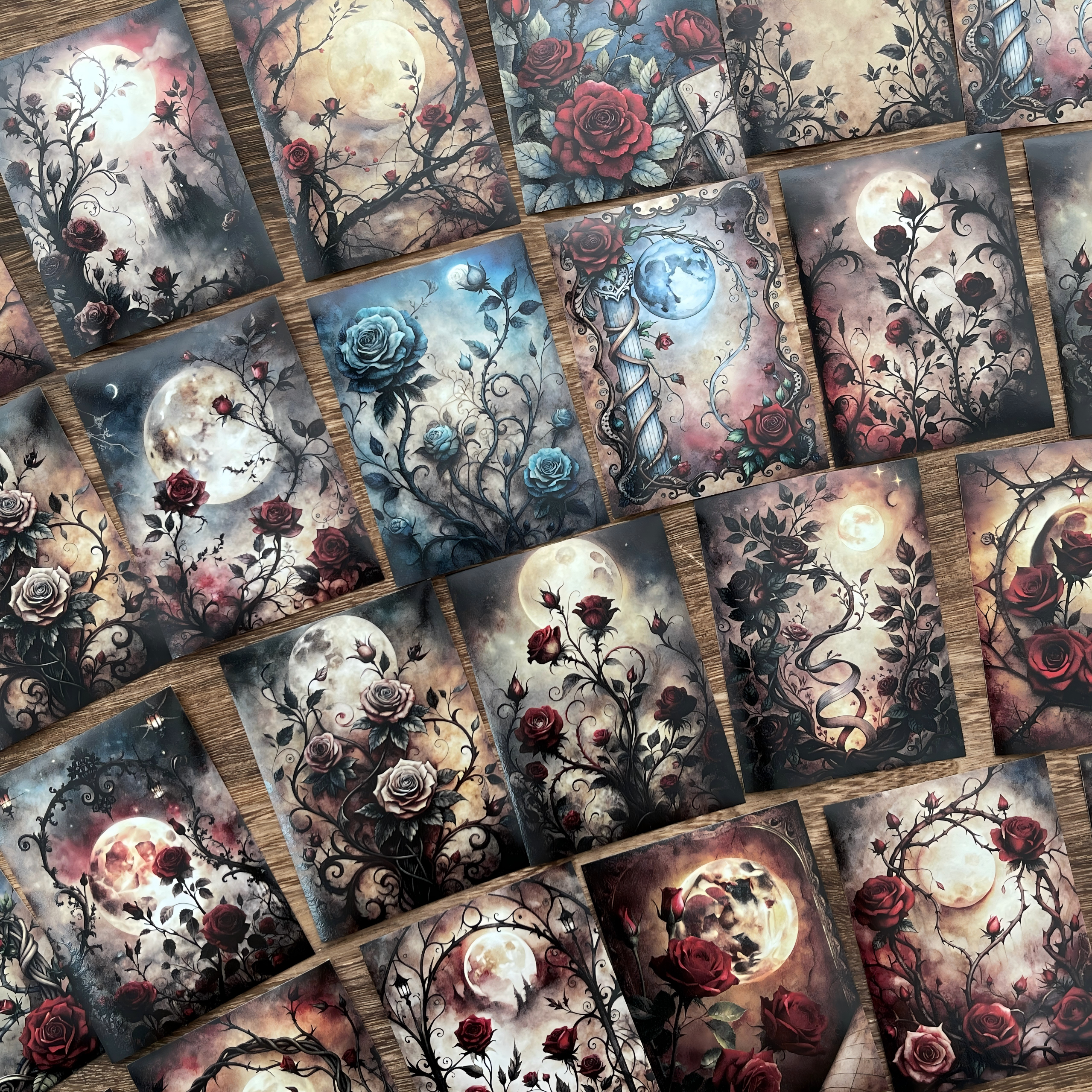 Dark roses Washi background stickers 1 pack 30 Pcs 6.7*9 cm