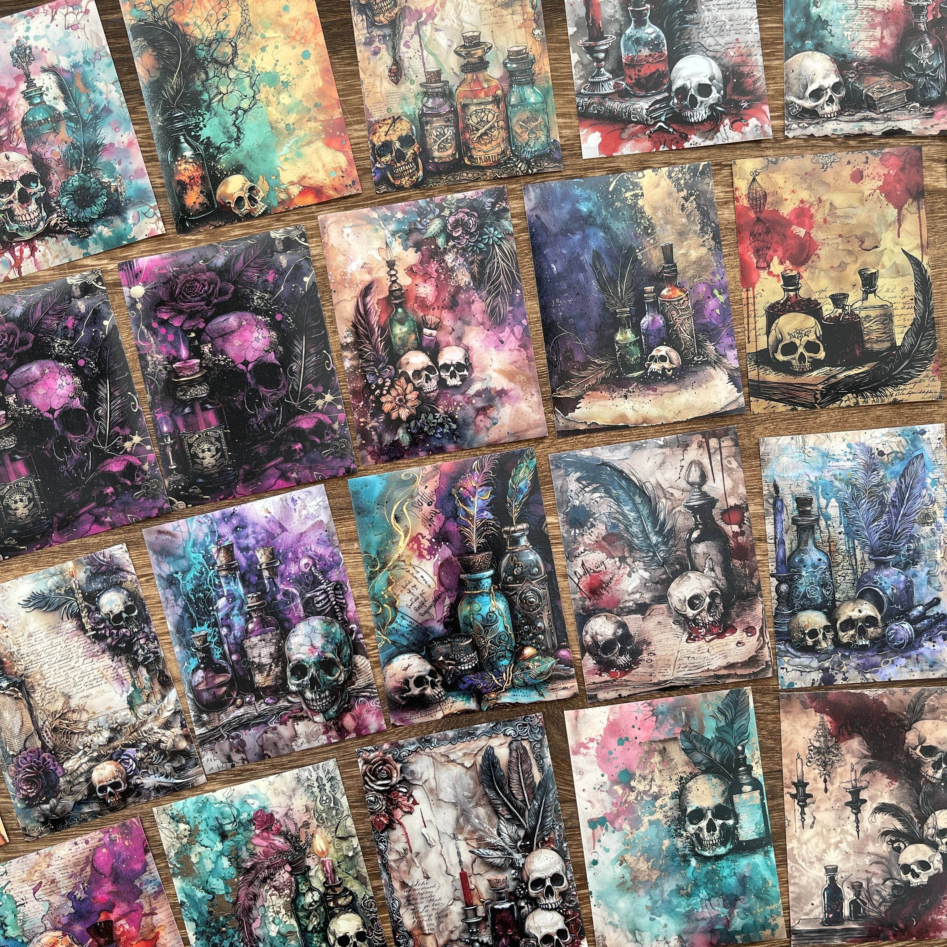 Gothic Skull Washi background stickers 1 pack 30 Pcs 6.7*9 cm