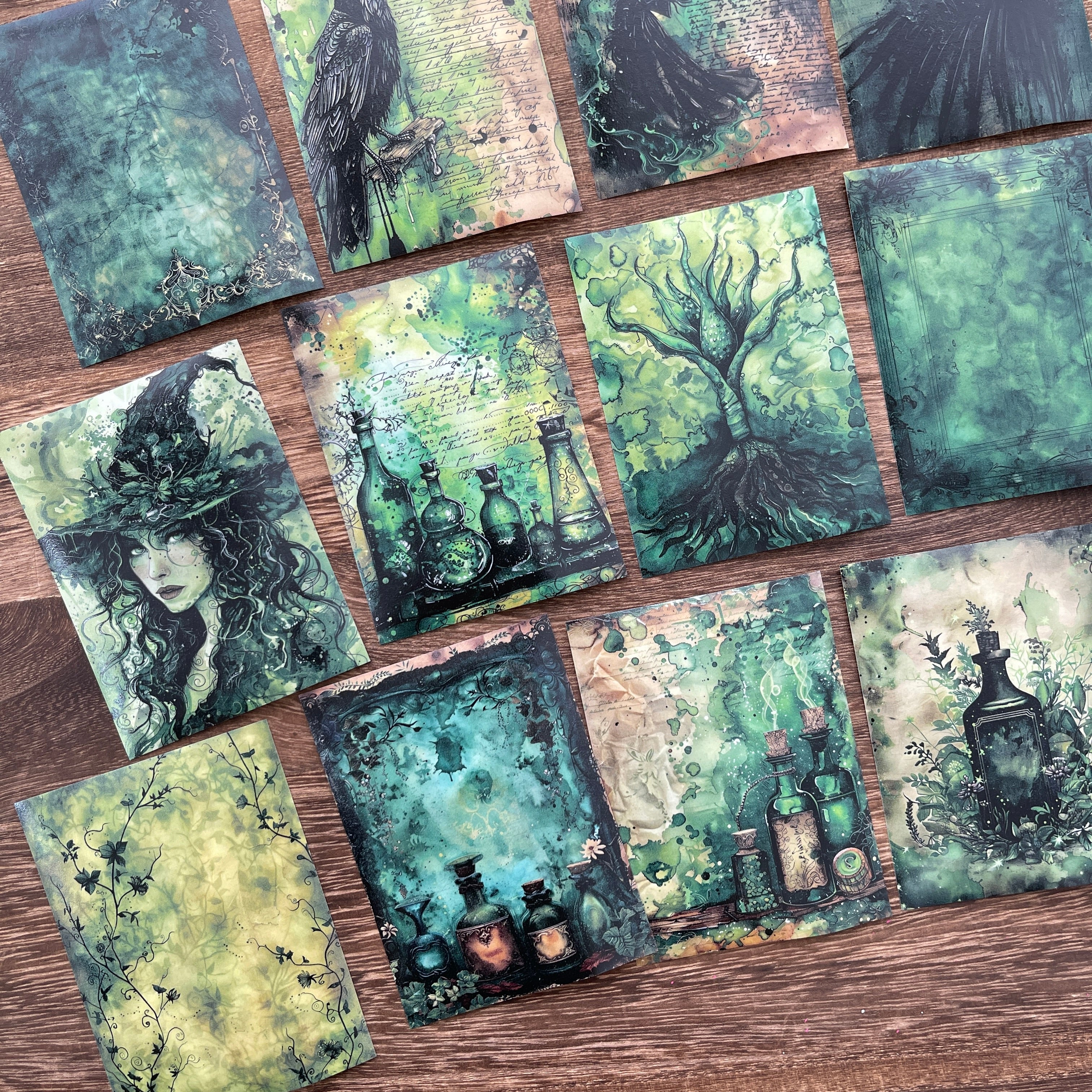 Green witch Washi background stickers 1 pack 30 Pcs 6.7*9 cm