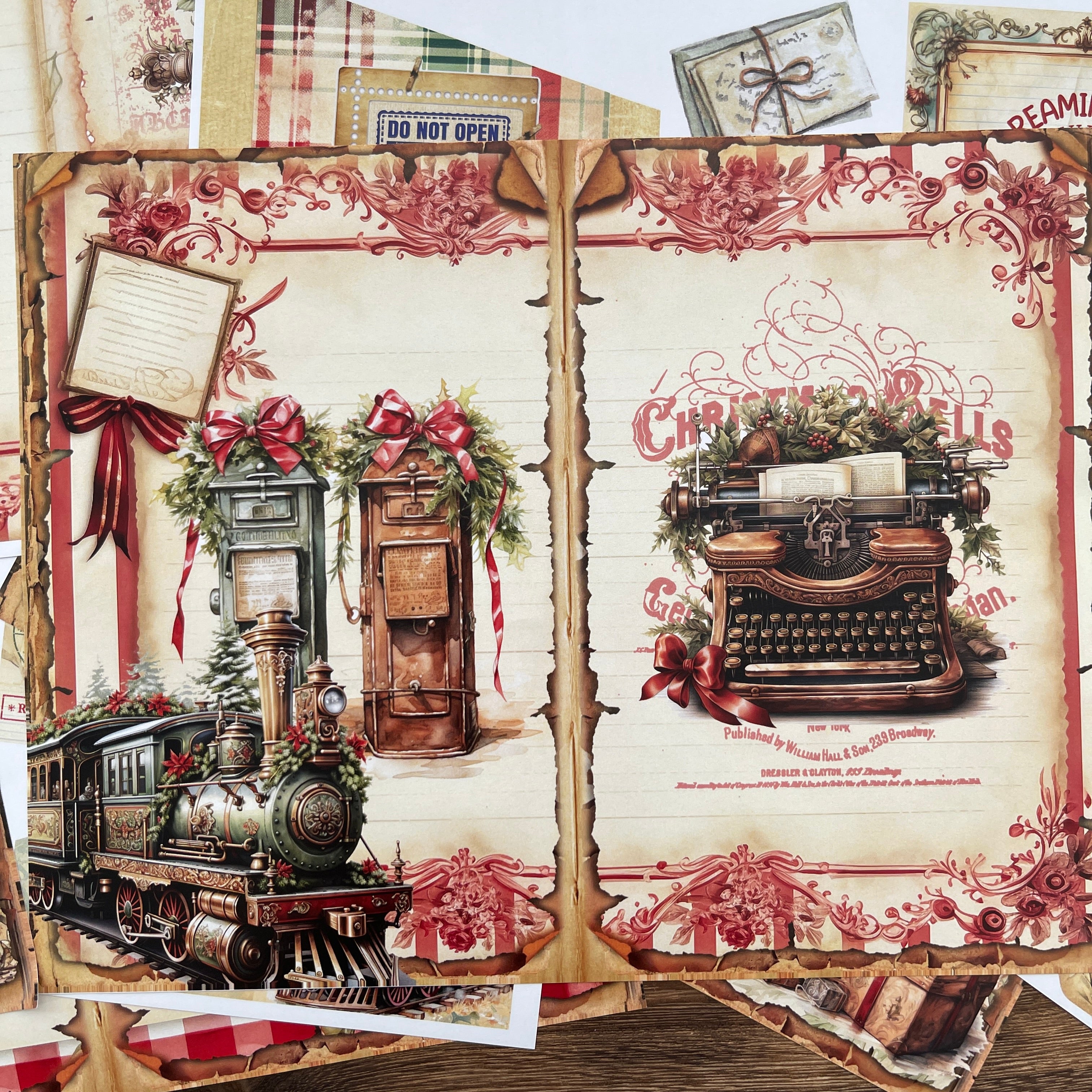 A4 size Vintage Christmas Style Paper 31 pcs