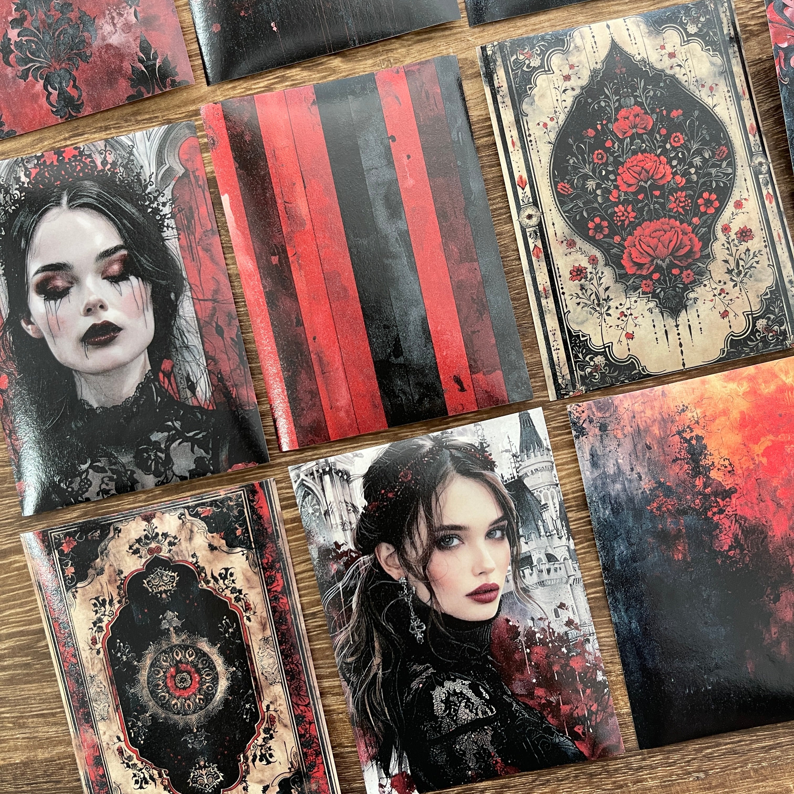 Red gothic style Washi background stickers 1 pack 30 Pcs 6.7*9 cm