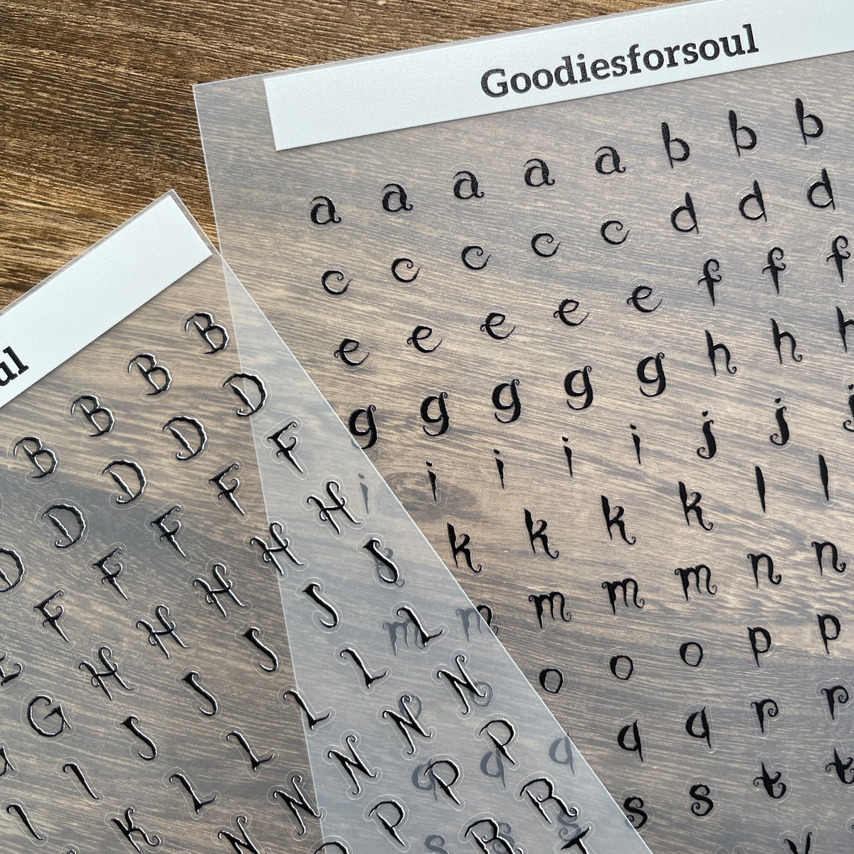 Black letter sheets overlapped