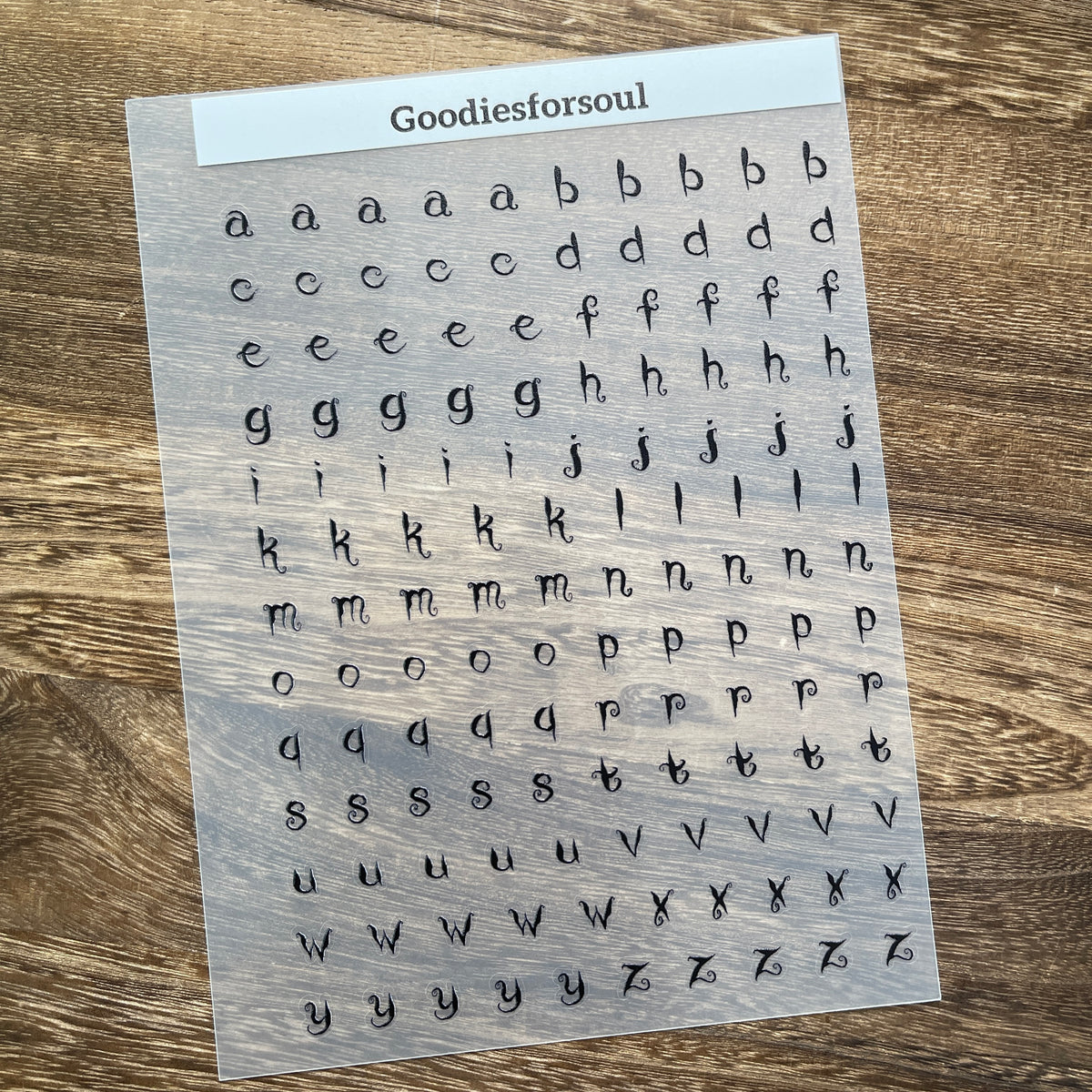 Lowercase black letter sheet