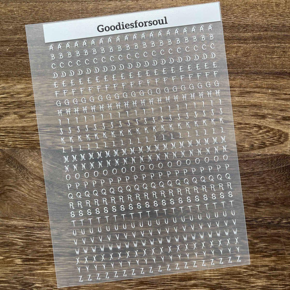 Uppercase white letter sheet