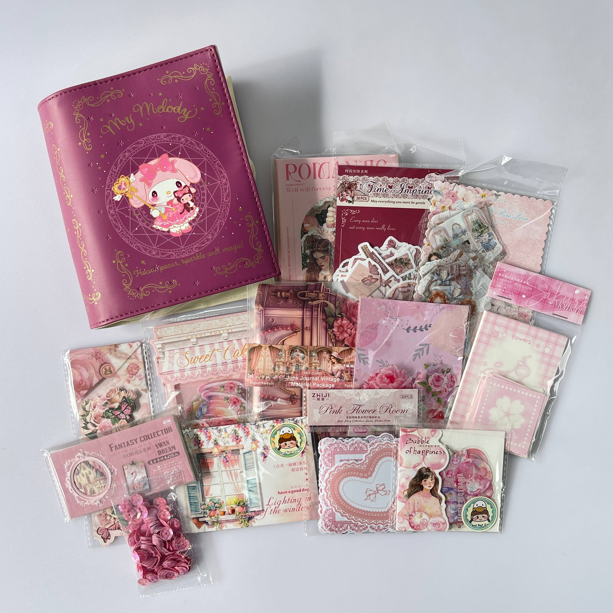 1108 B103 Pink journaling supplies mixed bundle