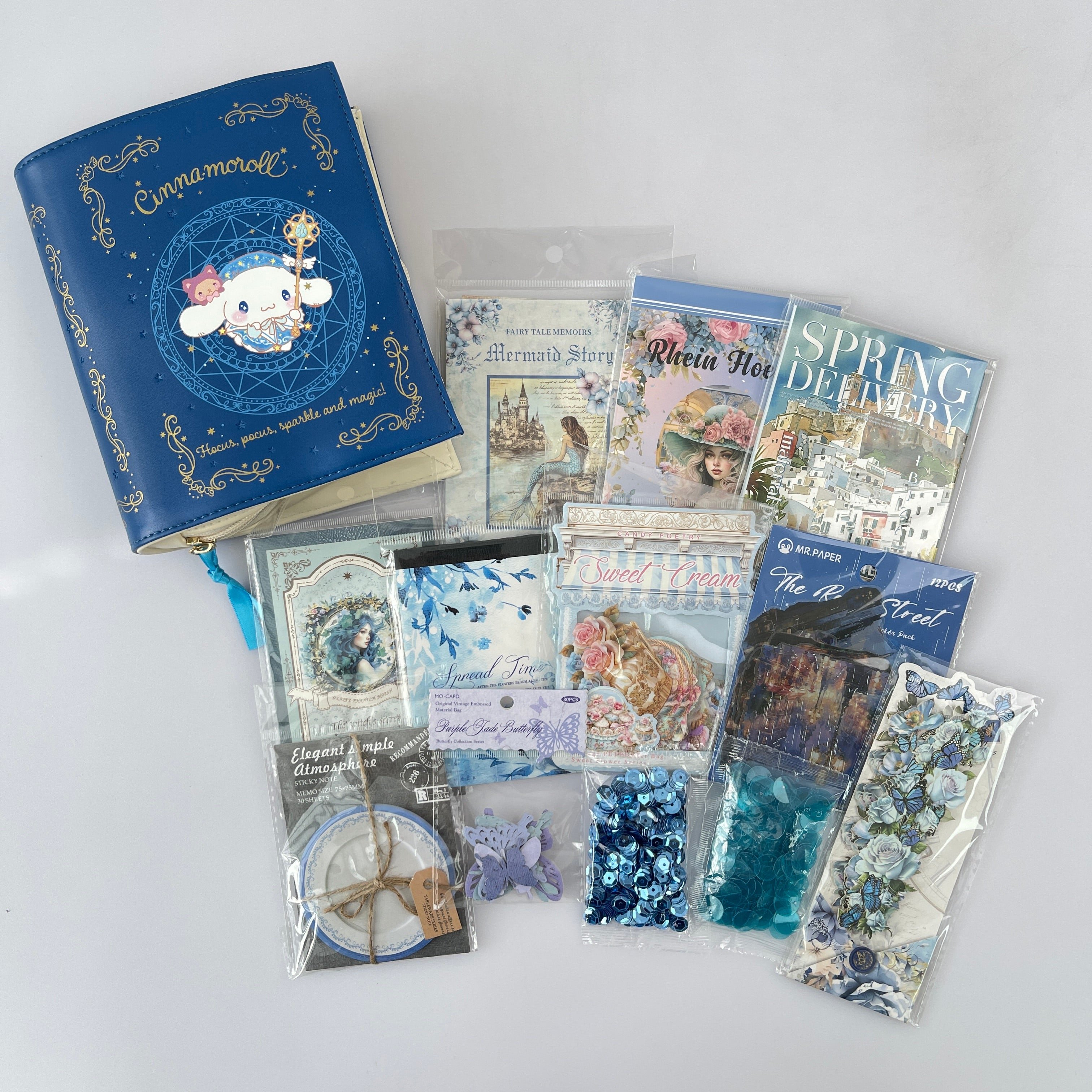 1108 B102 Blue journaling supplies mixed bundle