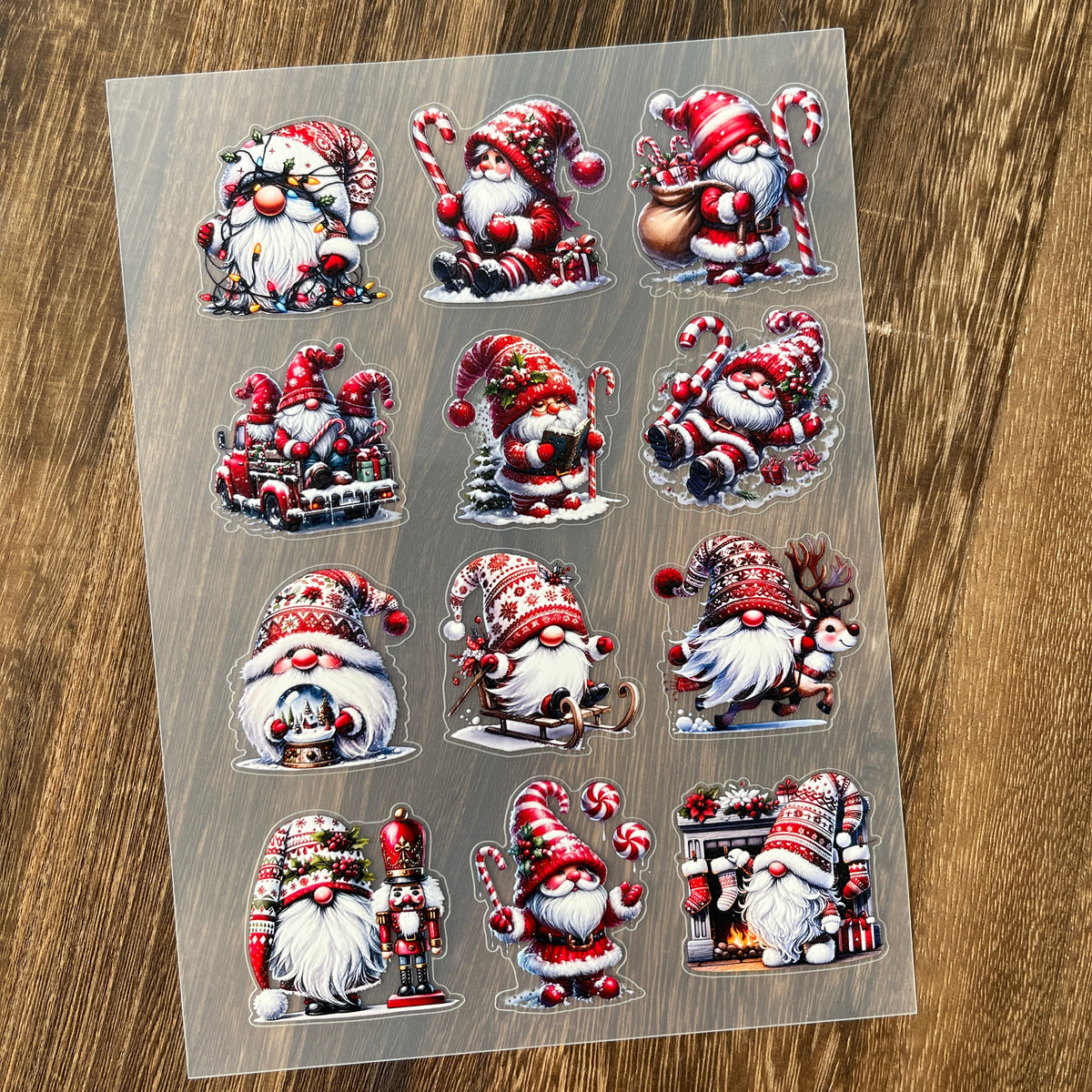 Full christmas gnome PET sticker sheet