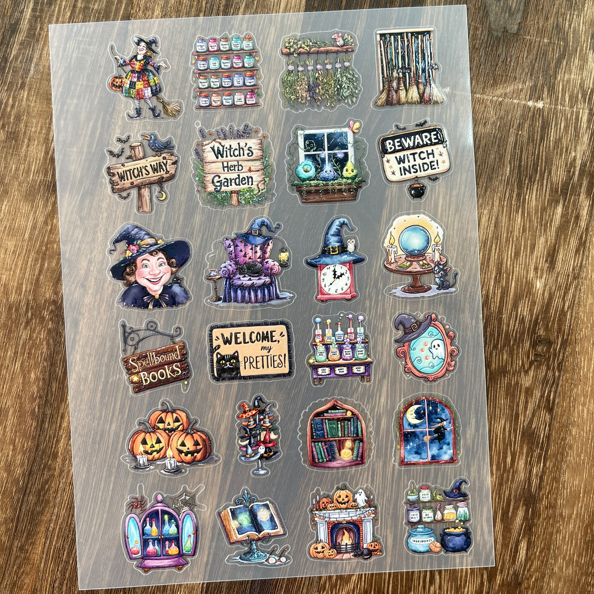 Full house of witches PET sticker sheet