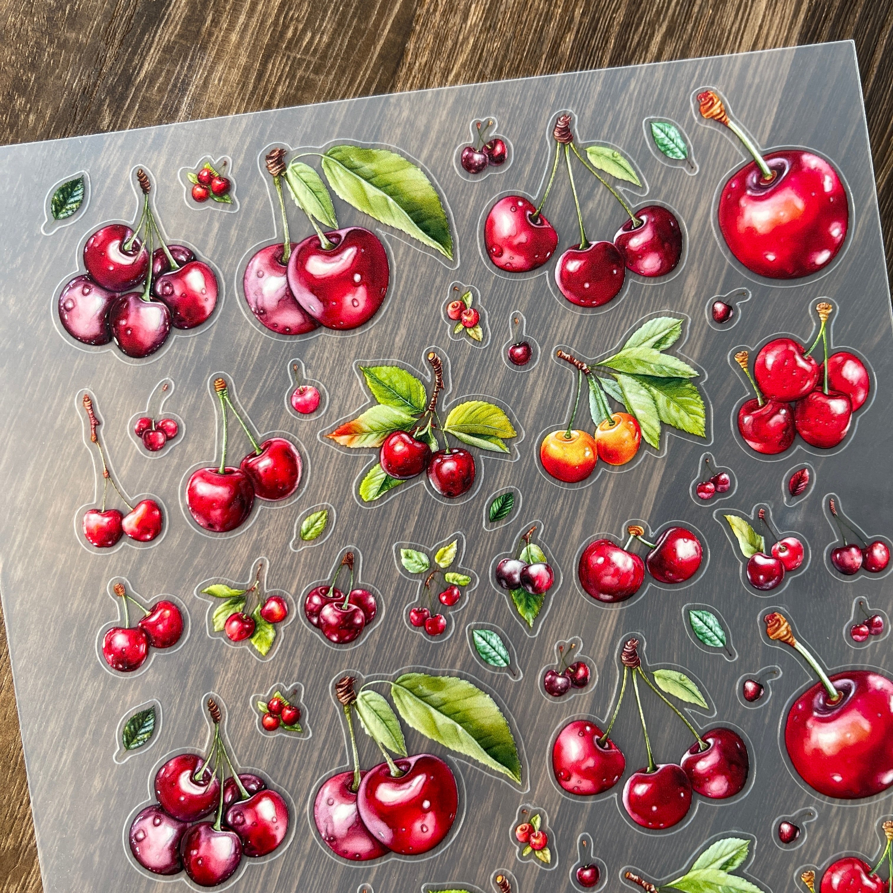 3D Cherry PET Stickers 1pcs