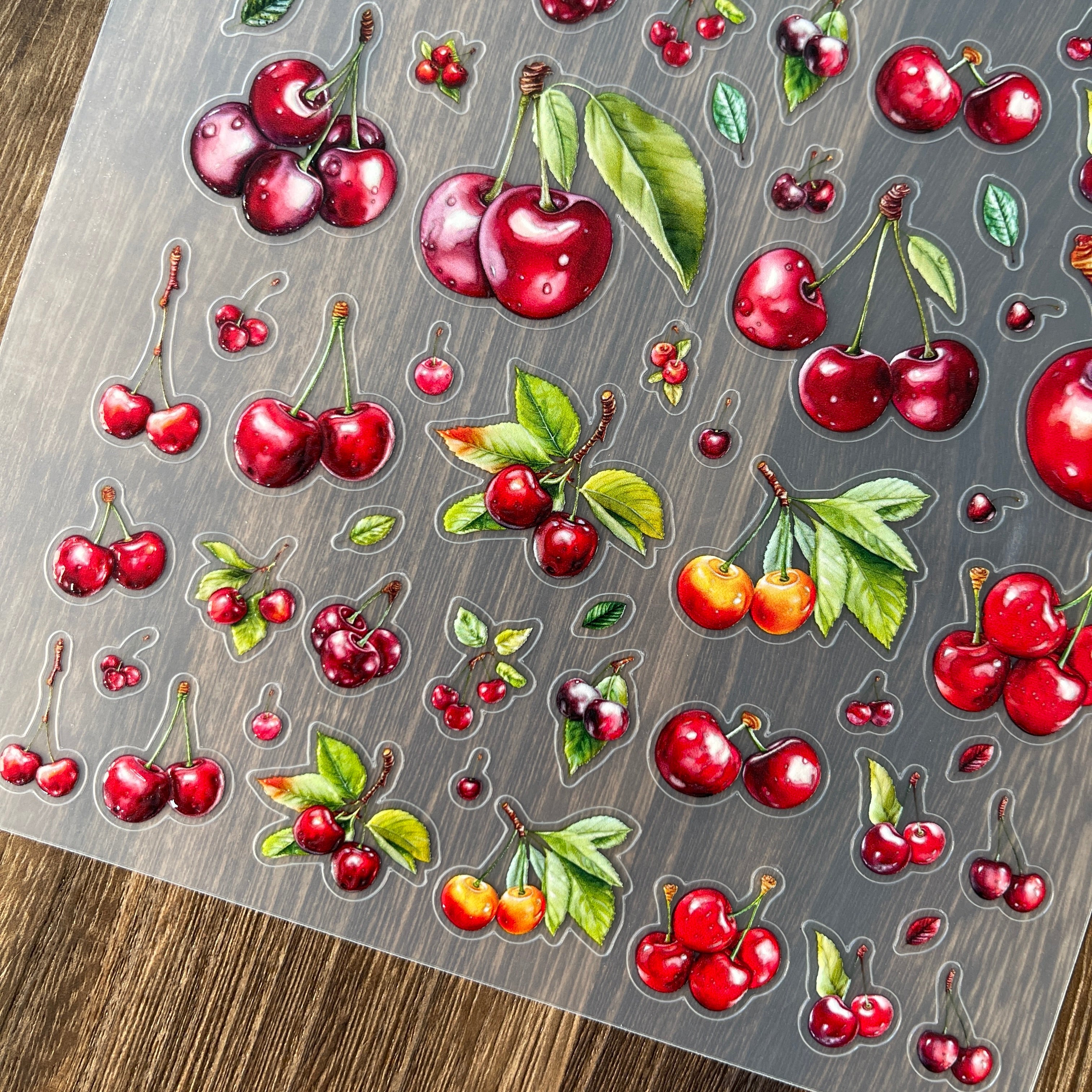 3D Cherry PET Stickers 1pcs