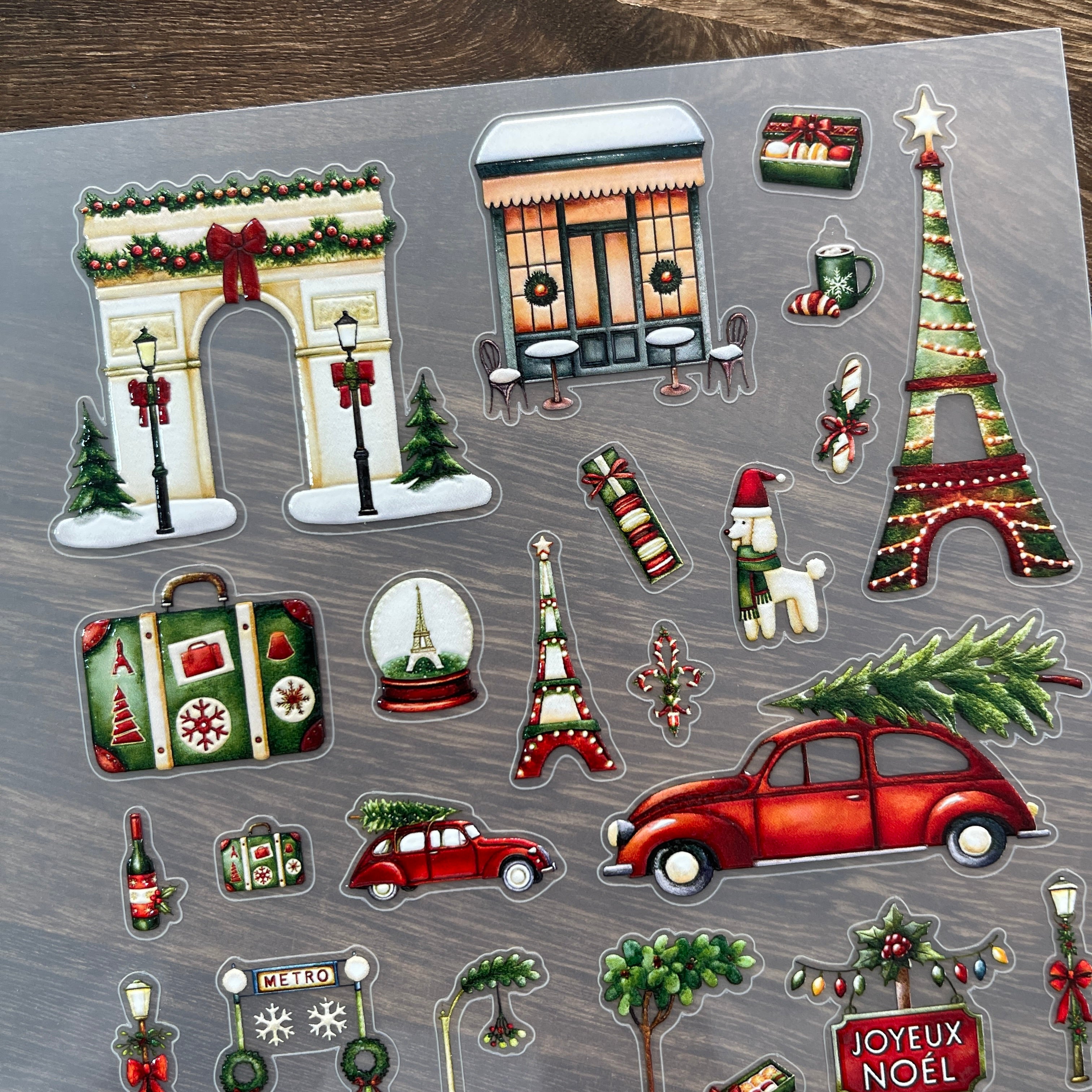 3D Christmas in Paris PET Stickers 1pcs