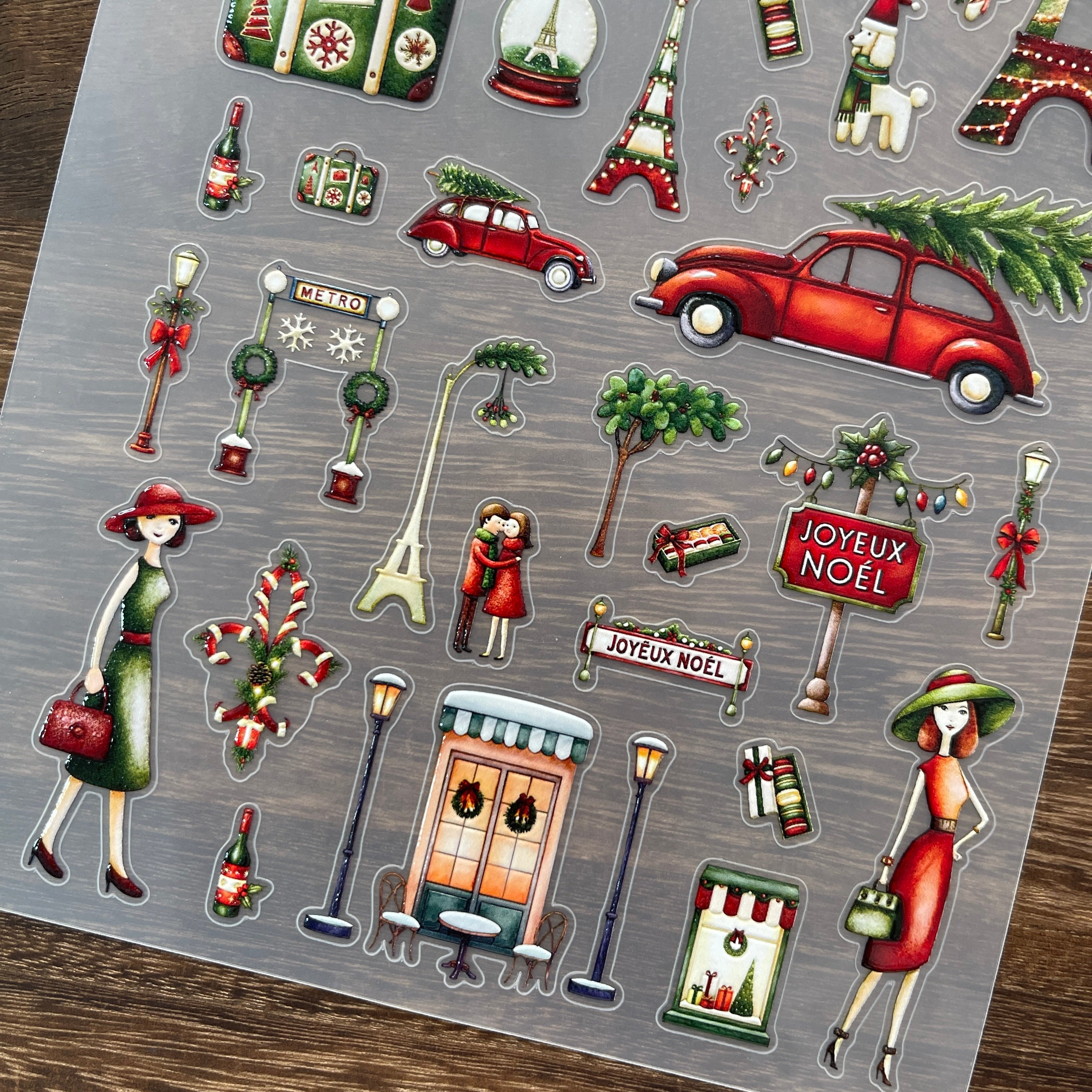 3D Christmas in Paris PET Stickers 1pcs