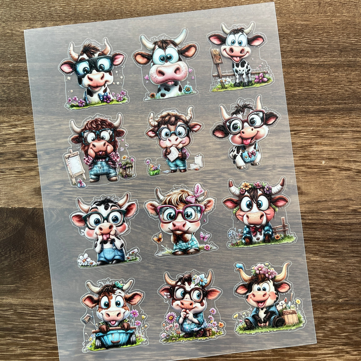 Full cute calf PET sticker sheet