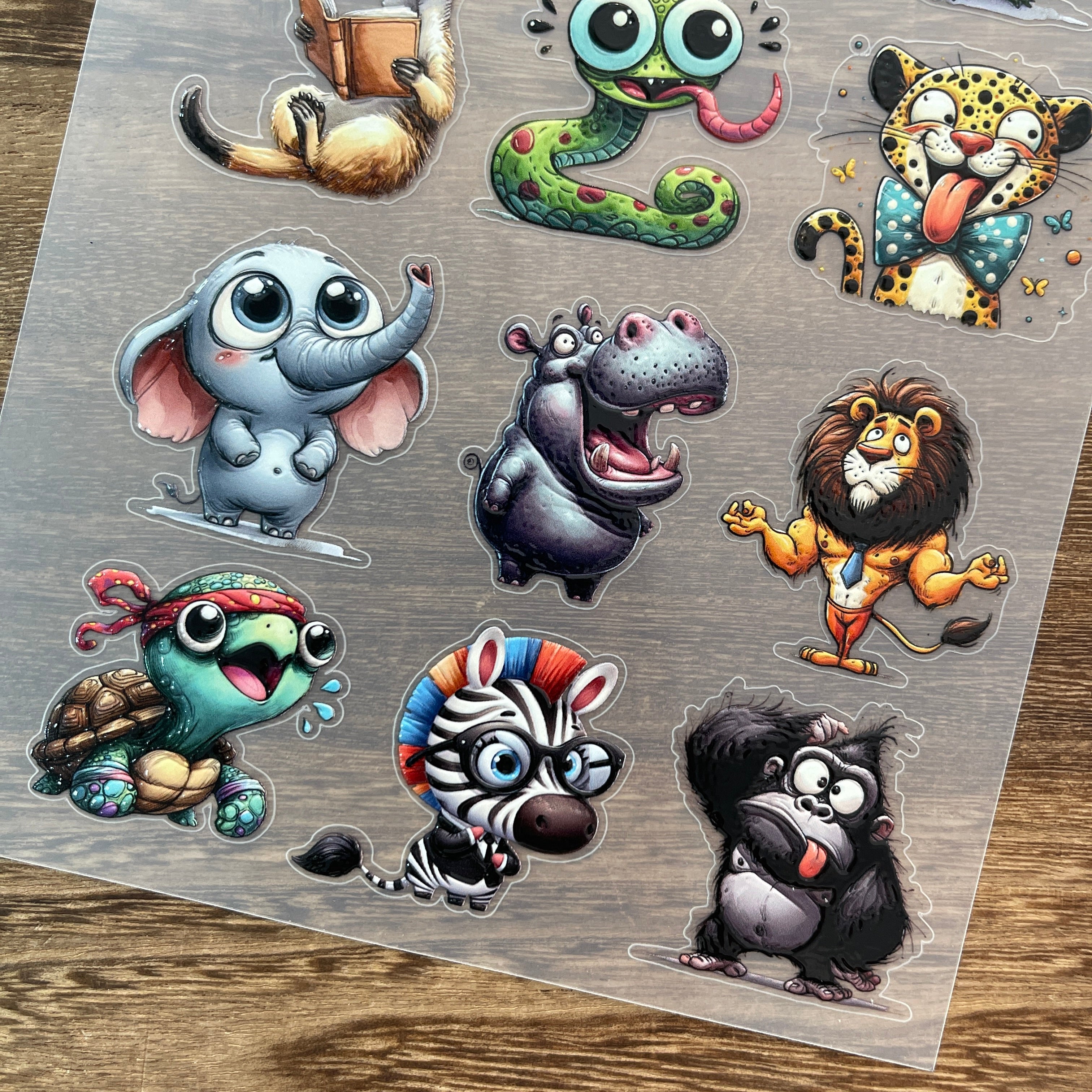 3D Cartoon animals PET Stickers 1pcs