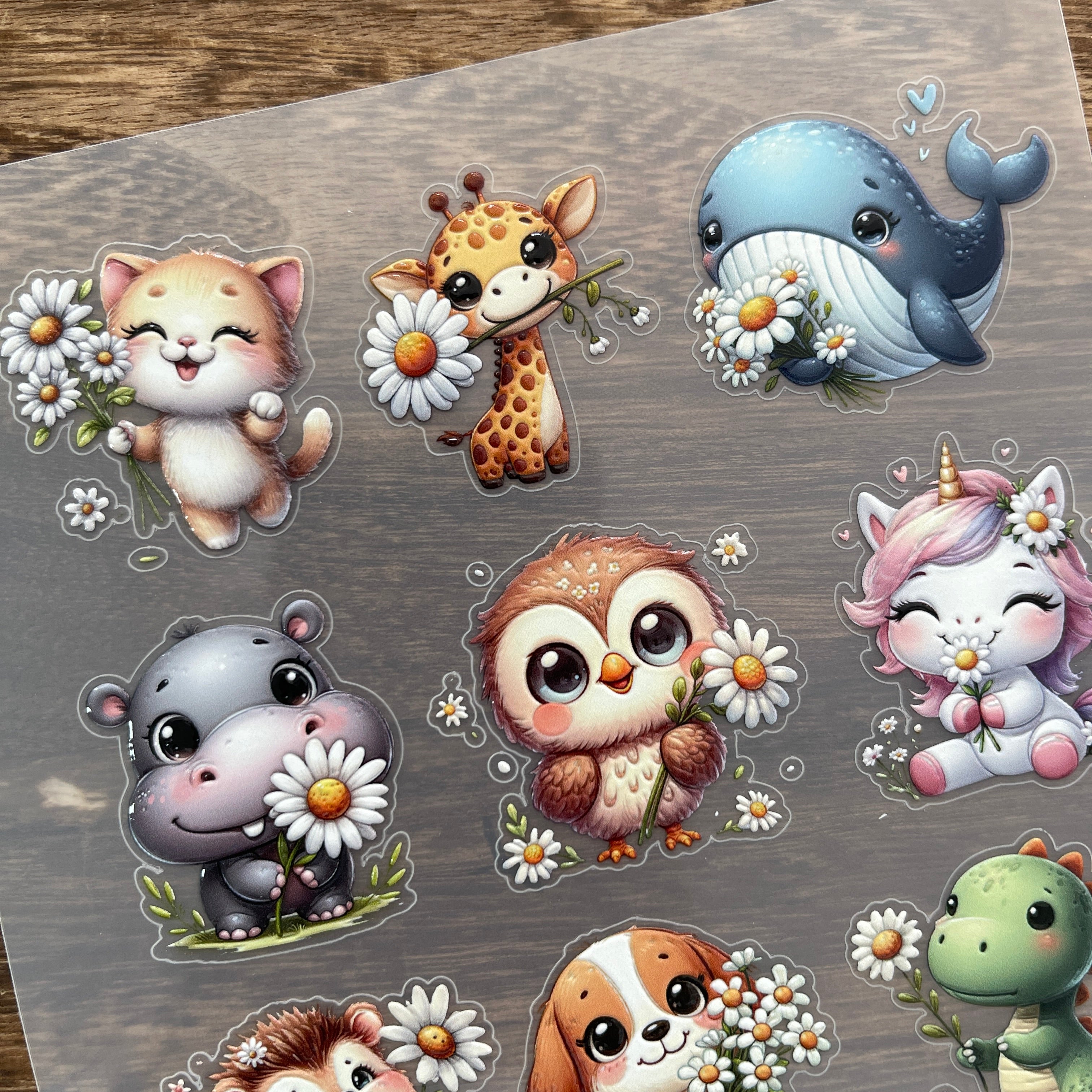 3D Cute animals PET Stickers 1pcs