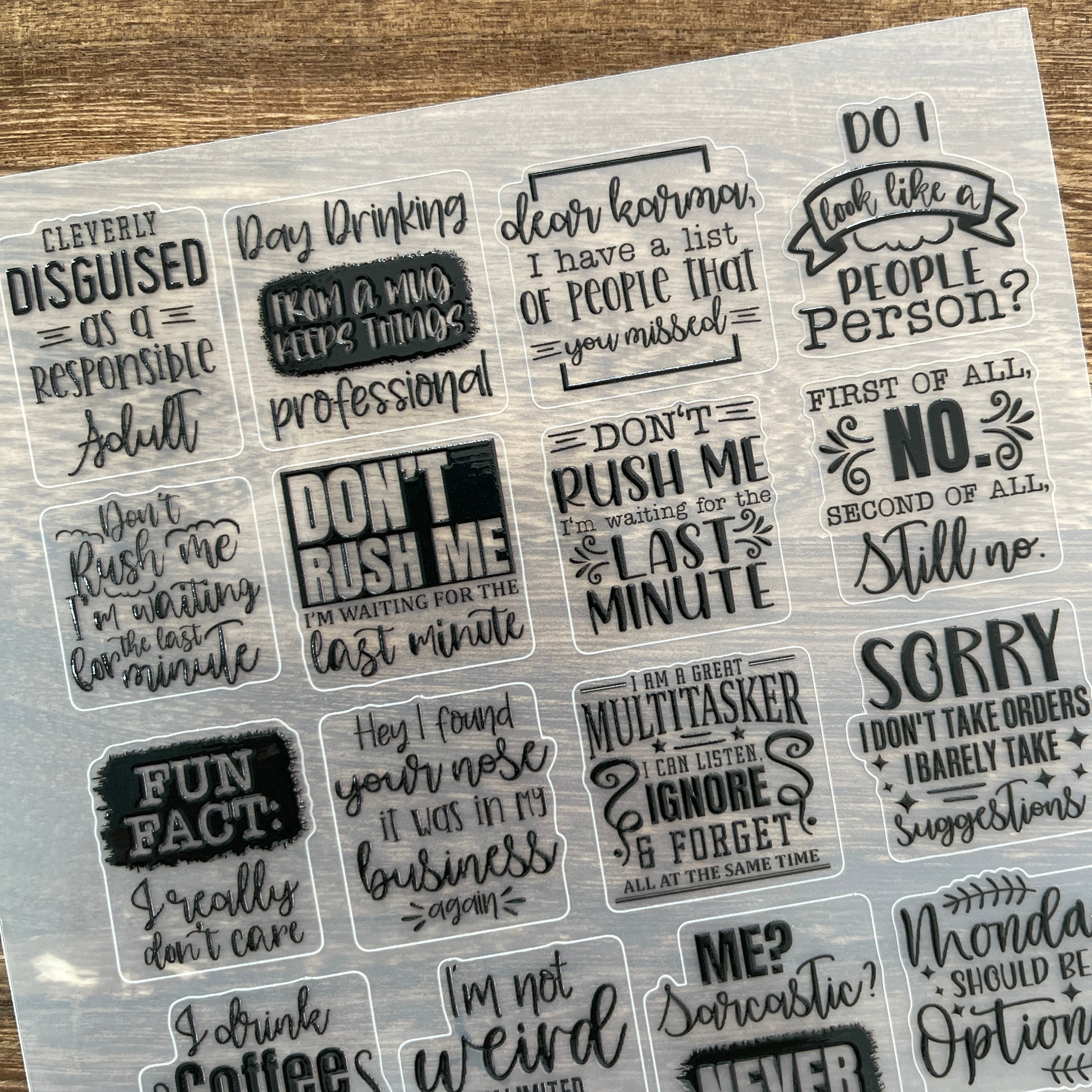 3D Funny quotes PET Stickers 1pcs