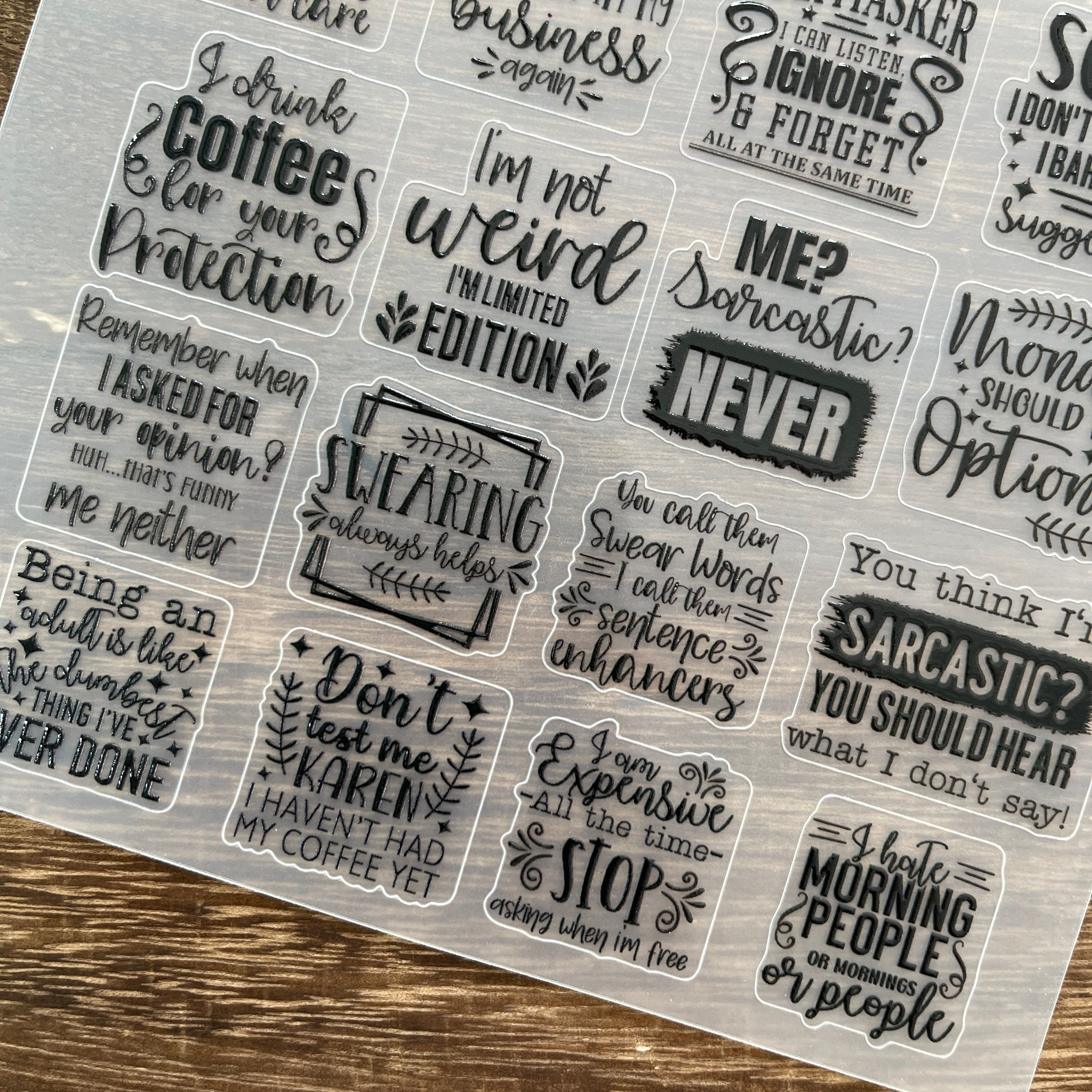 3D Funny quotes PET Stickers 1pcs