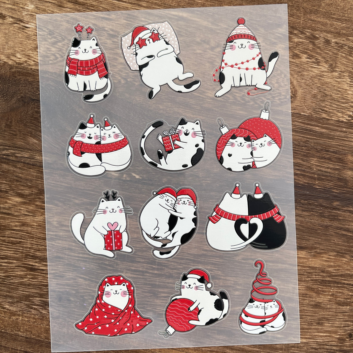 Full christmas line cat PET sticker sheet