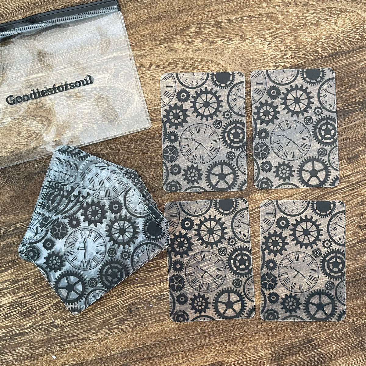 Black Gear clear cards in zip bag