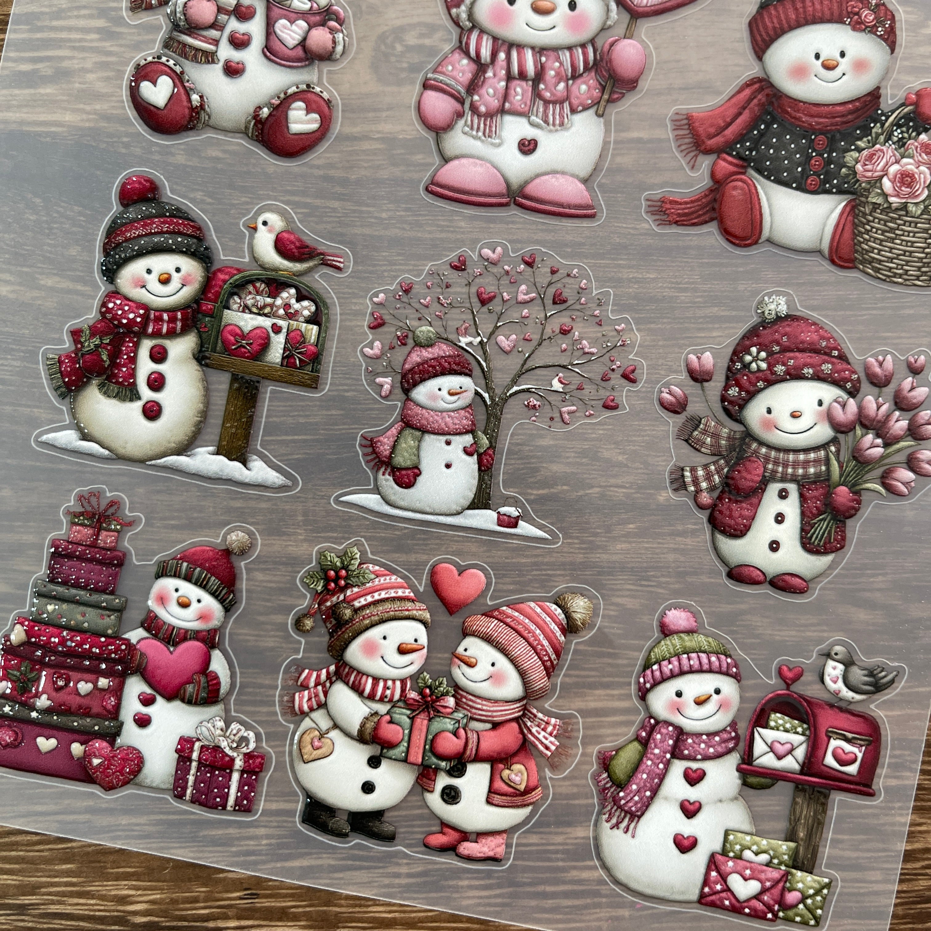 3D Valentine's Day Snowman PET Stickers 1pcs