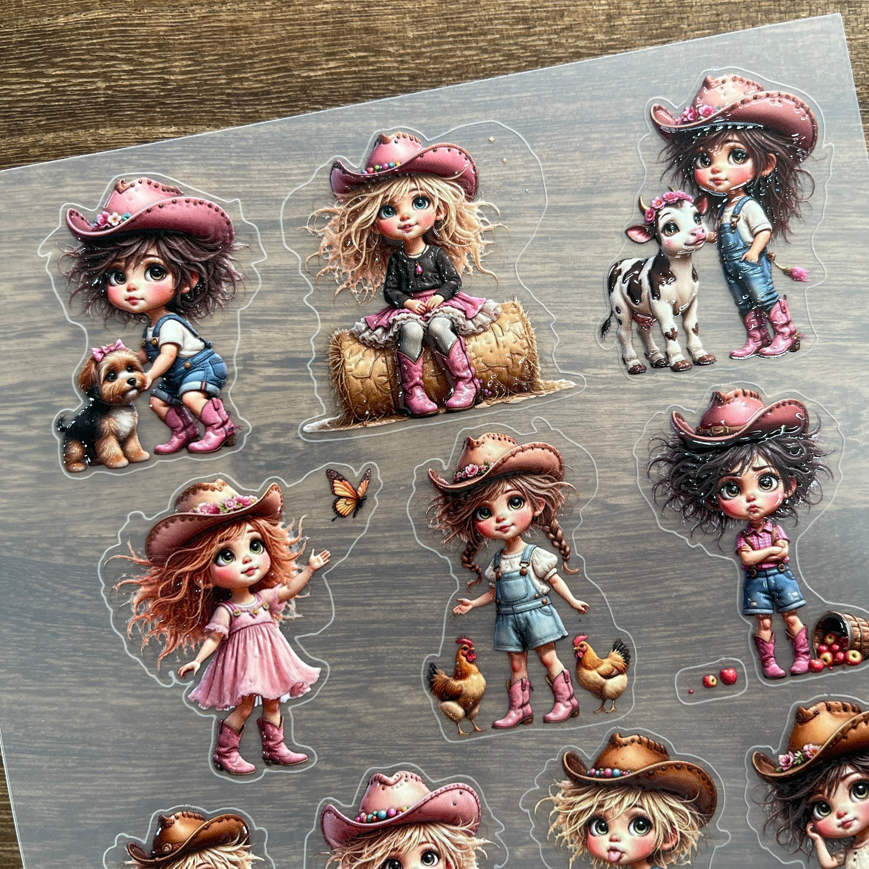 3D Cowgirl PET Stickers 1pcs