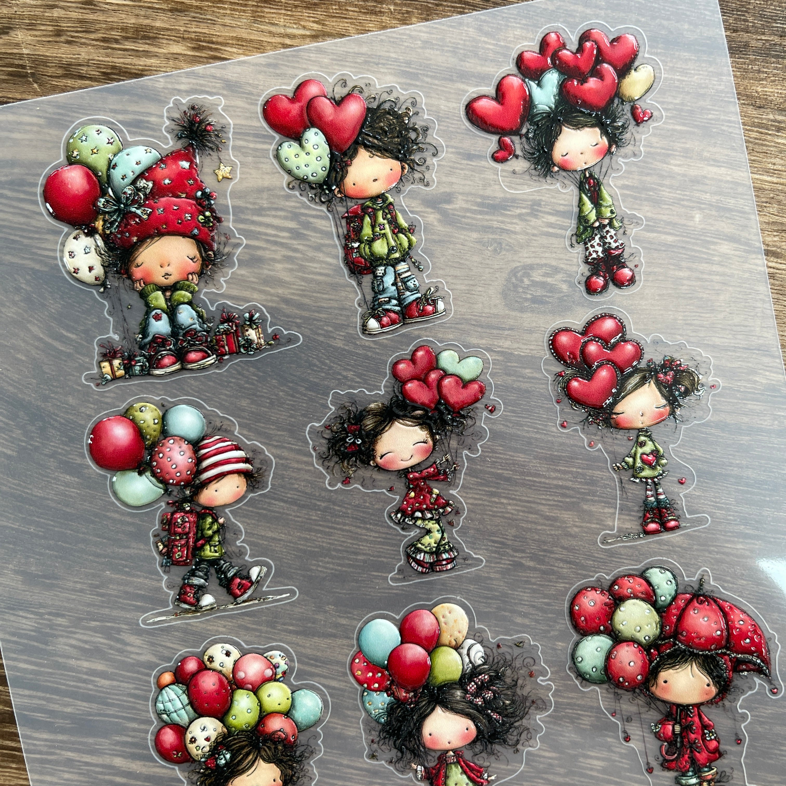 3D The little girl with the balloon PET Stickers 1pcs