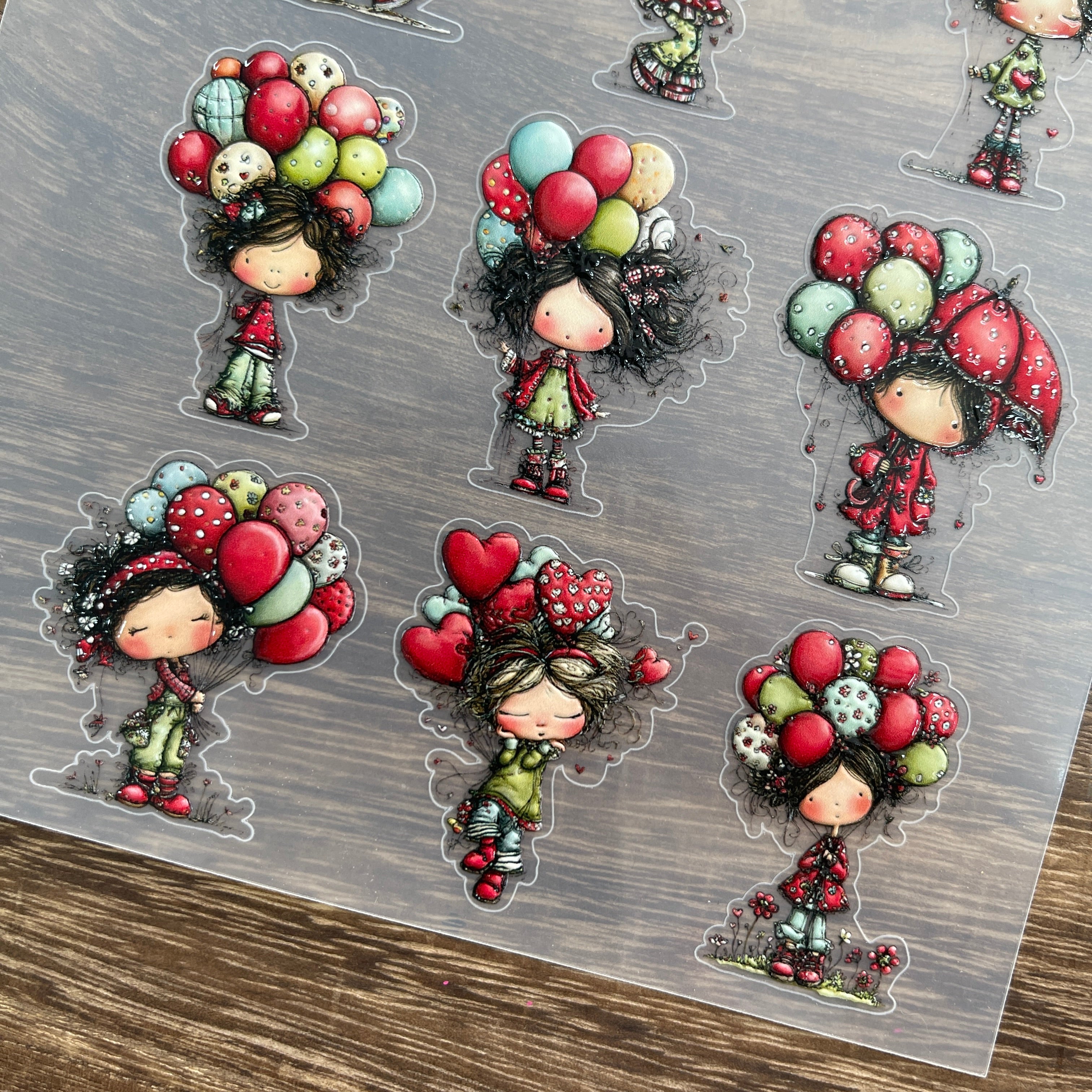 3D The little girl with the balloon PET Stickers 1pcs