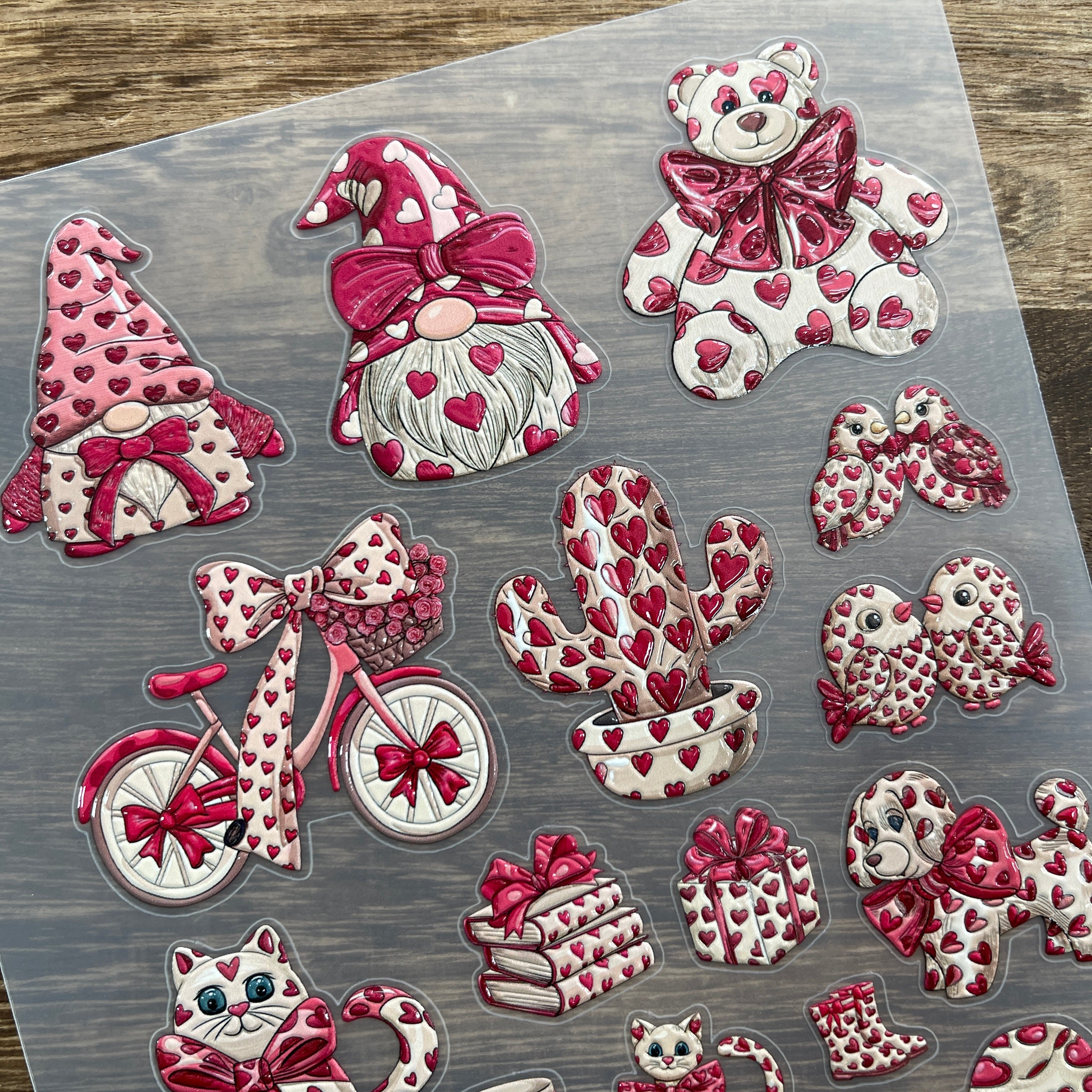 3D Sweet hearts collage PET Stickers 1pcs