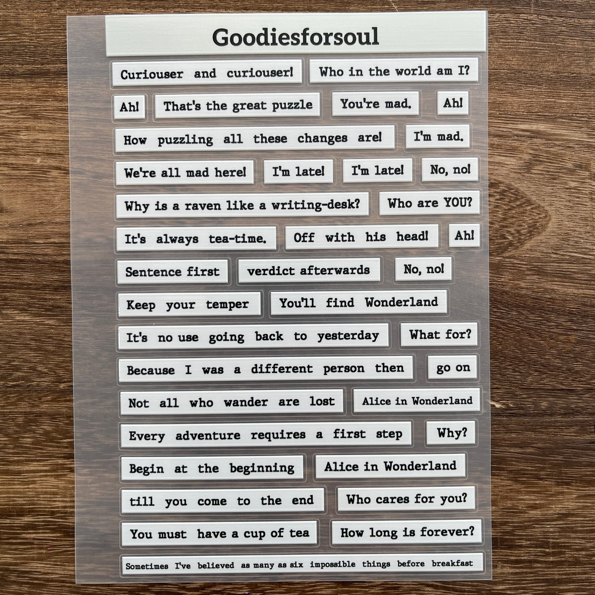 Full quote sticker sheet