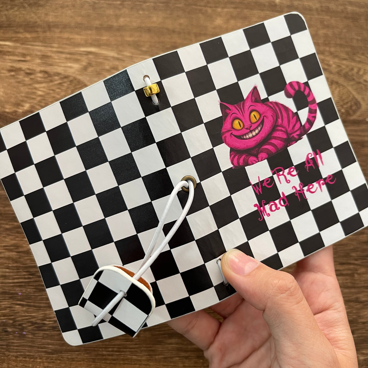 Holding the notebook