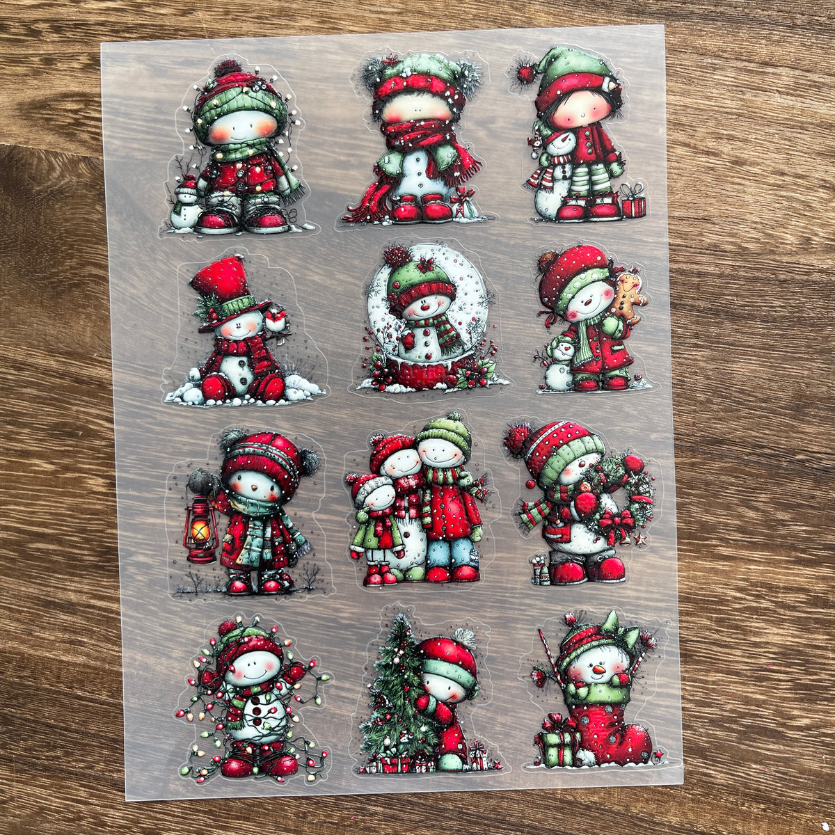 Full red christmas PET sticker sheet
