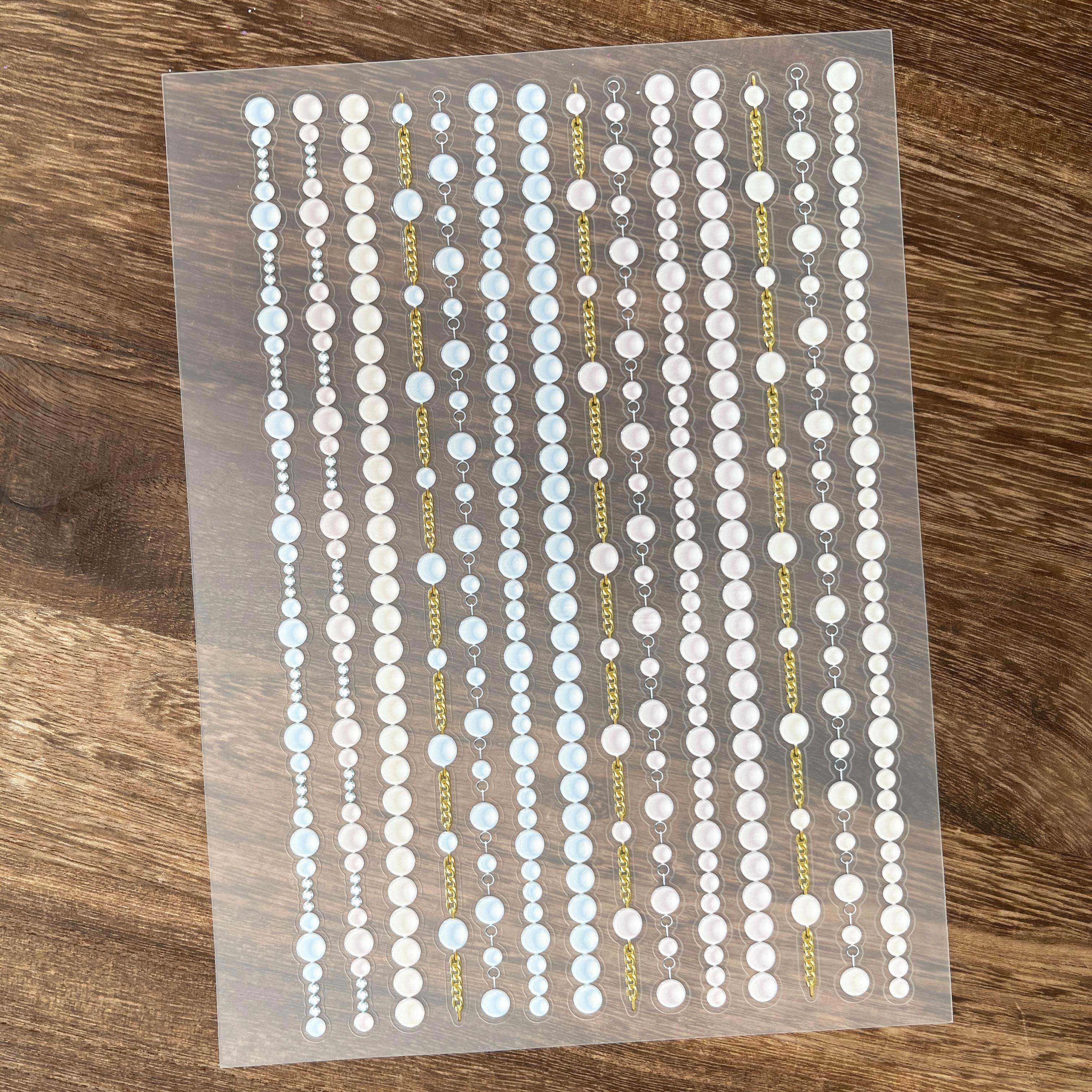 3D Pearl necklace PET Stickers 1pcs