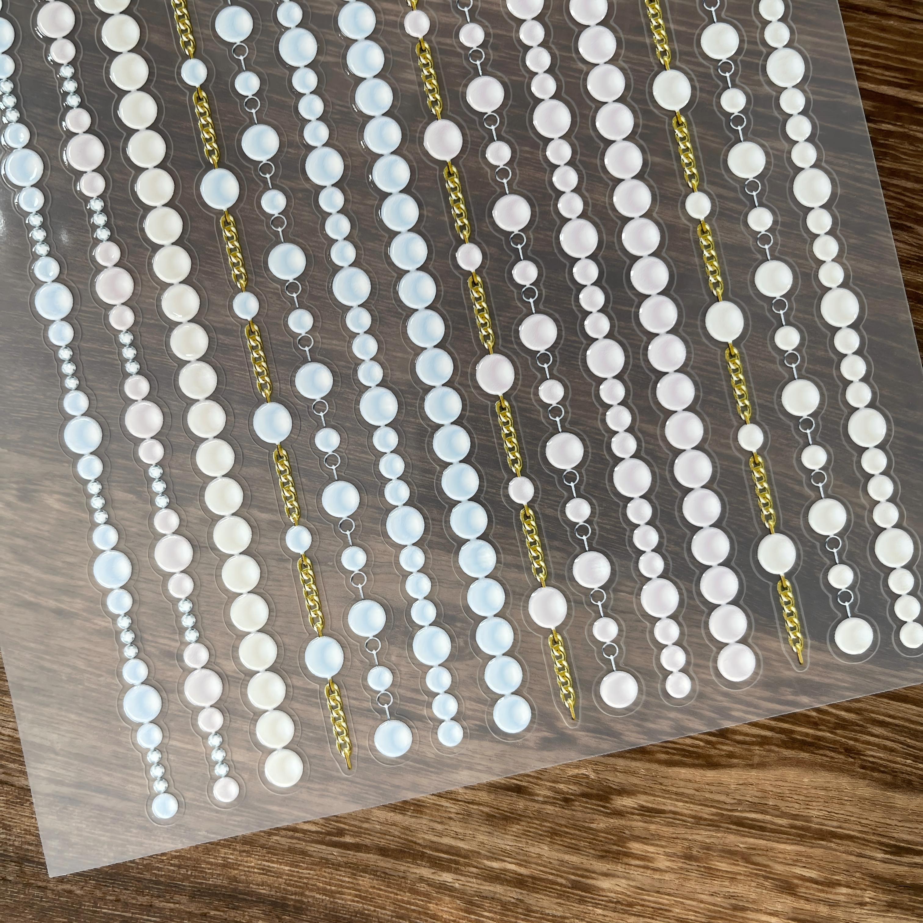 3D Pearl necklace PET Stickers 1pcs