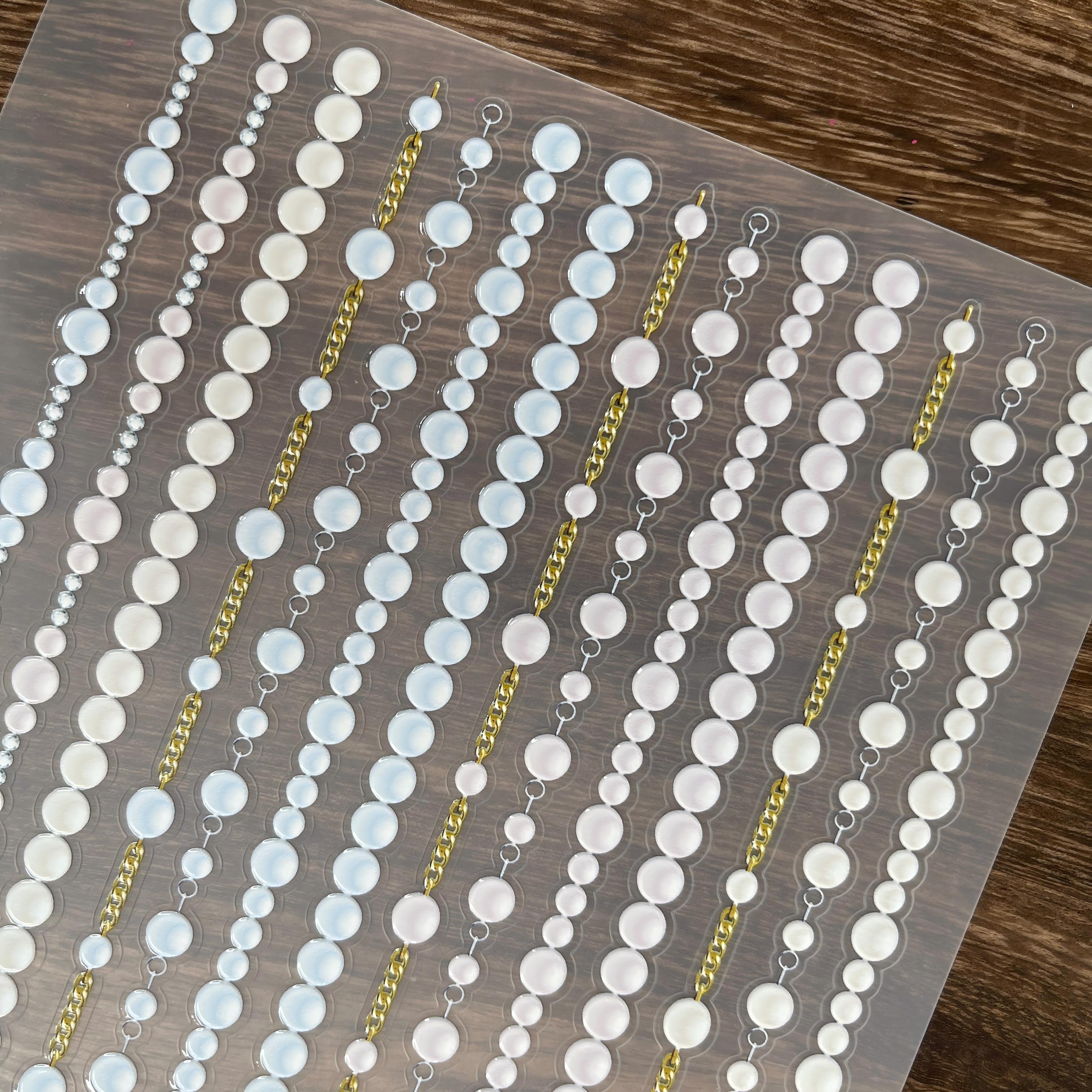 3D Pearl necklace PET Stickers 1pcs