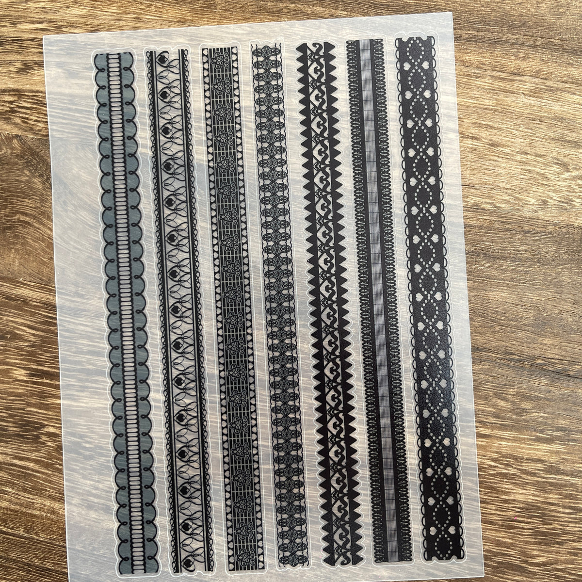 Full black lace PET sticker sheet
