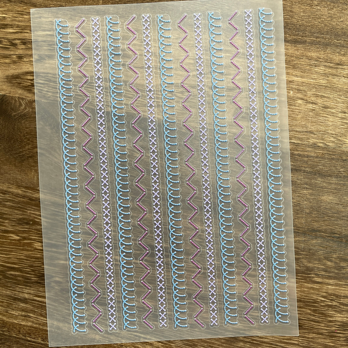Full sewing patterns PET sticker sheet