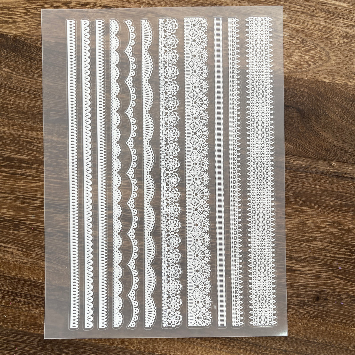 Full white lace PET sticker sheet