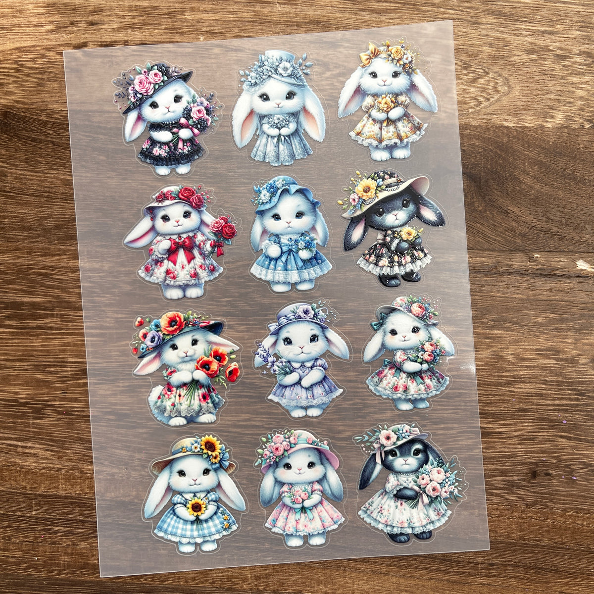 Full flower bunny PET sticker sheet